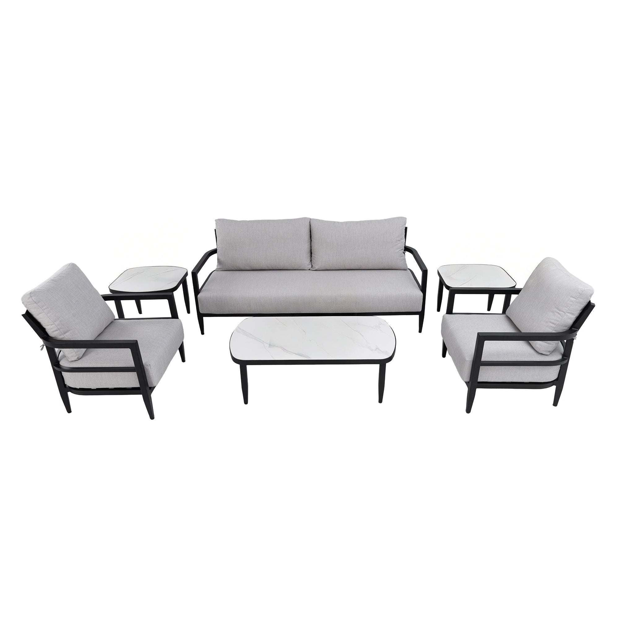 Mariner 6 Piece Outdoor Aluminum Conversation Set with Club Chairs and Sunbrella Cushions