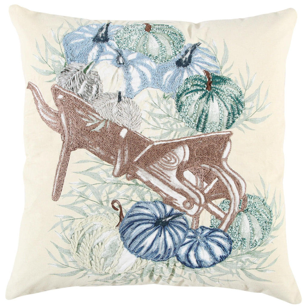 Pumpkins Printed With Embroidery Cotton Pillow Cover