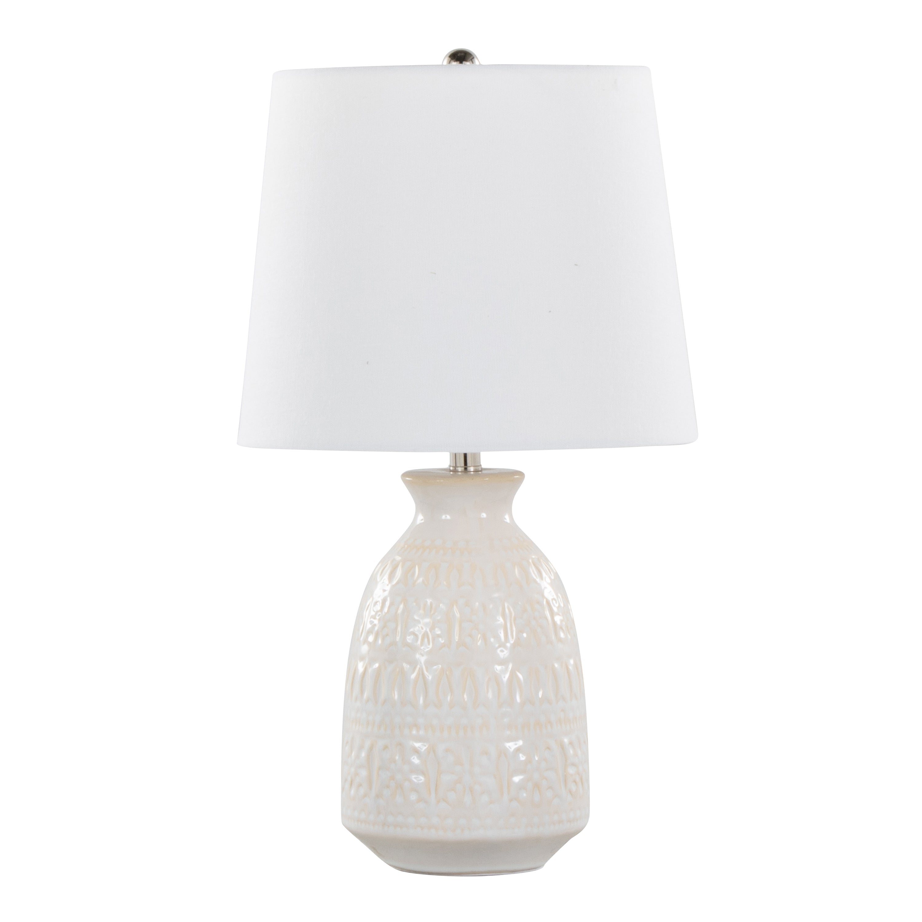 Balconee 20" Ceramic Table Lamp with Vase Shaped Base and Textured Pattern, Set of 2