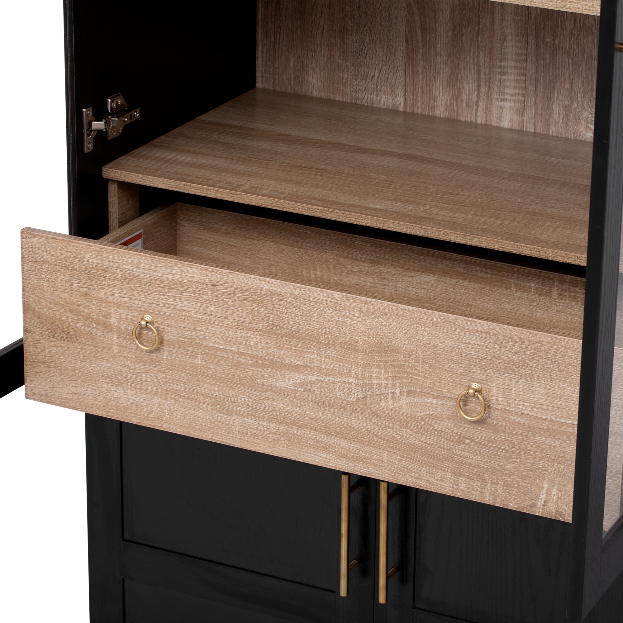 Farmhouse Kitchen Storage Cabinet with Open & Adjustable Shelves