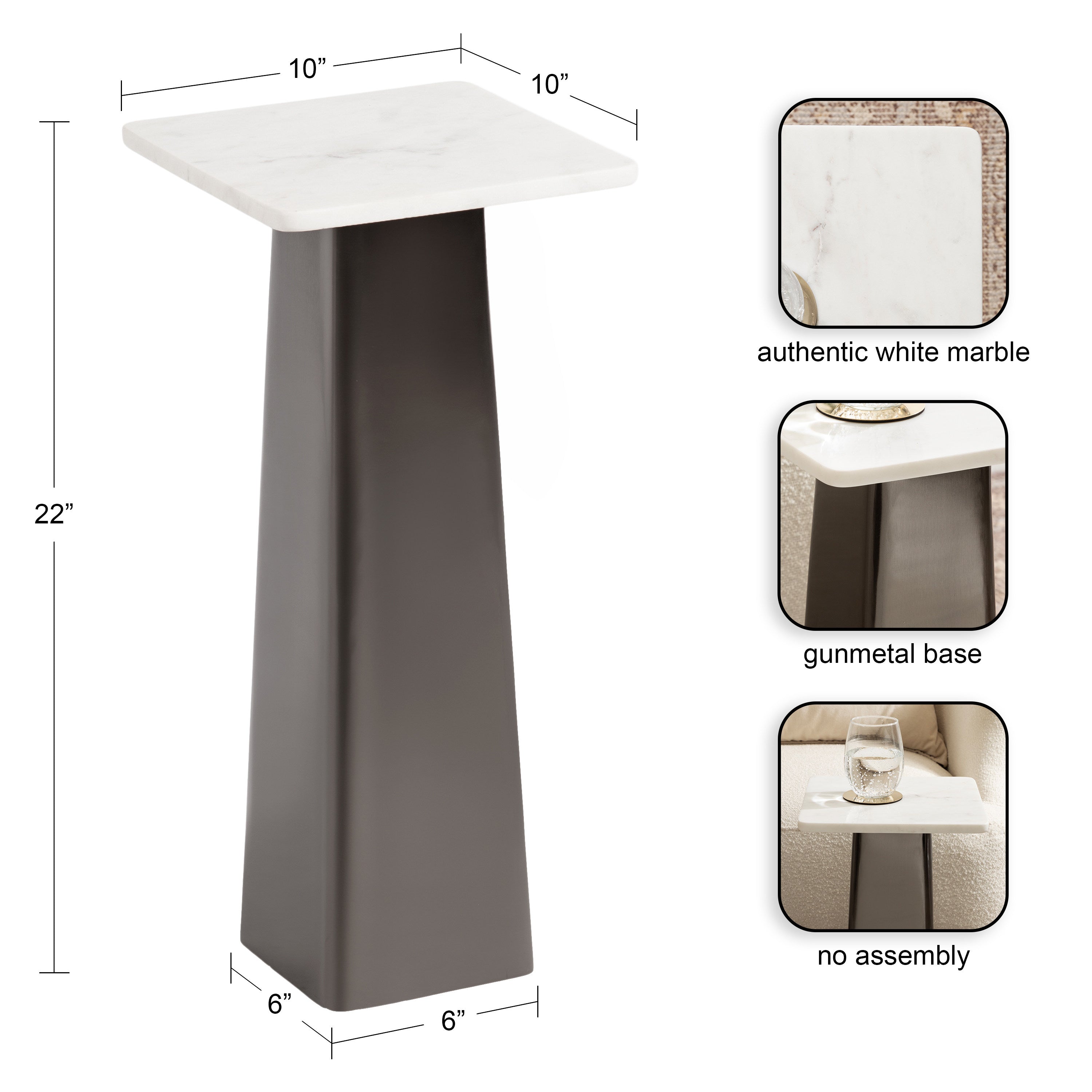 Quinley Square Marble Drink Table