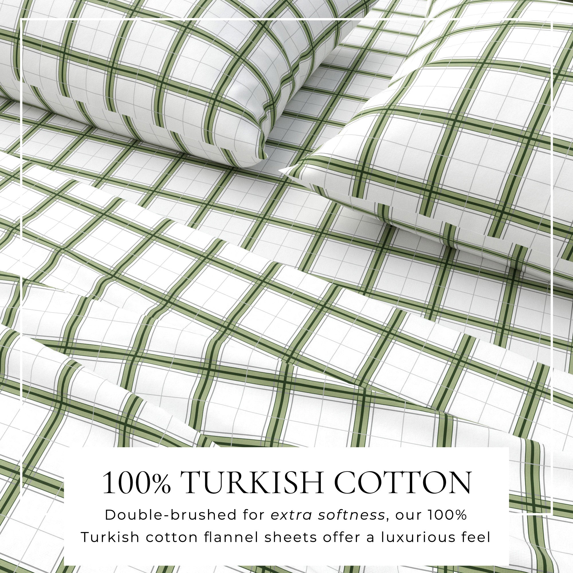 100% Turkish Cotton Plaid Flannel Sheet Sets