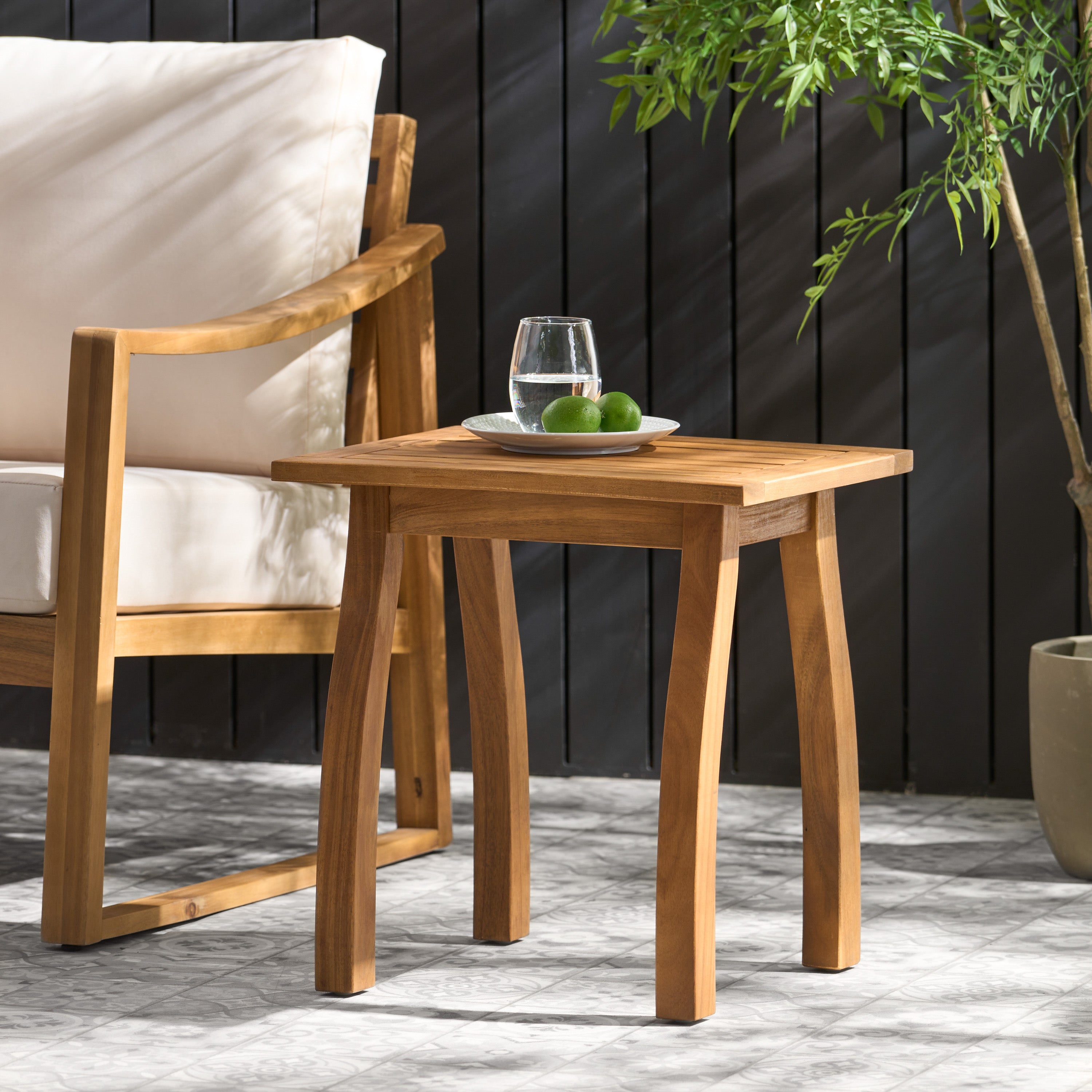 Selma Acacia Wood Outdoor Accent Side Table