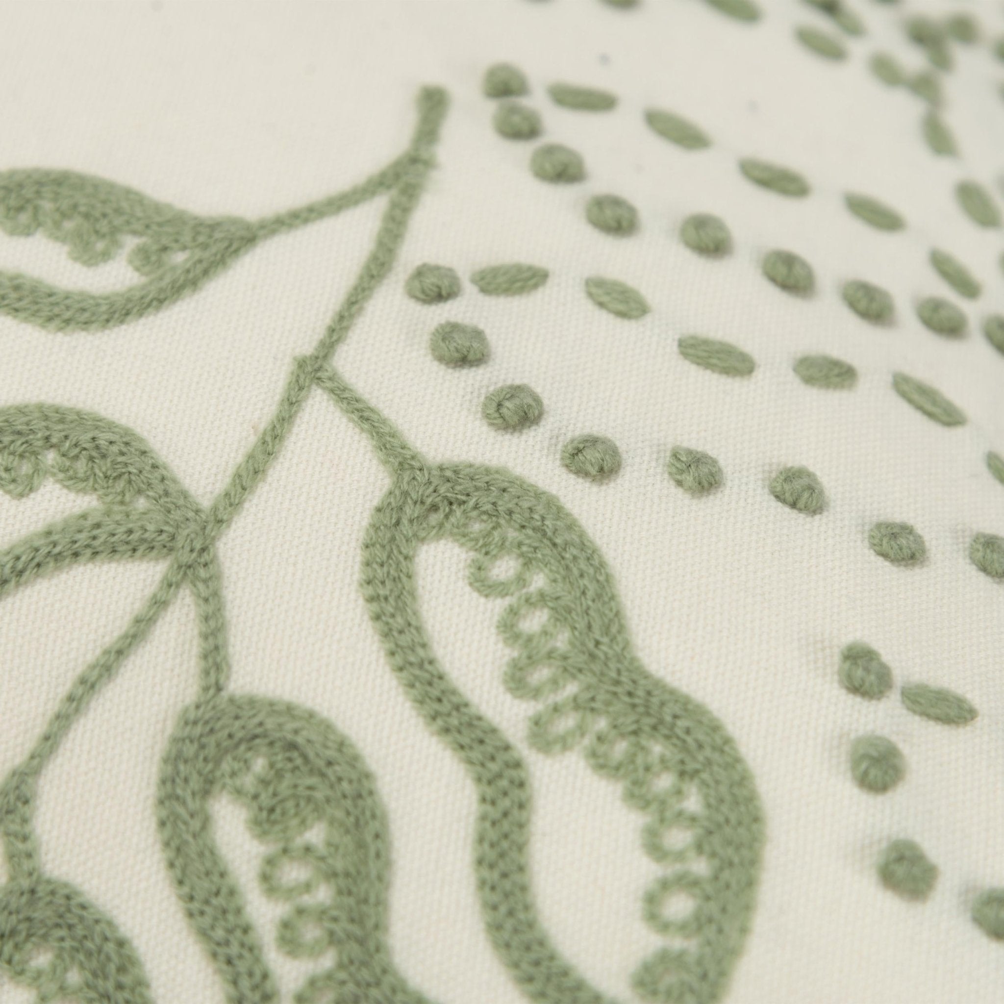 Embroidered Cotton Botanical Decorative Throw Pillow - Lumbar Pillows