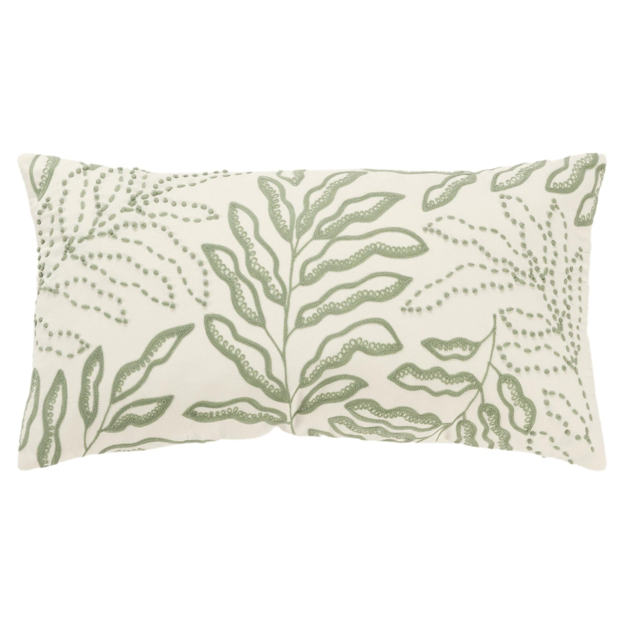 Embroidered Cotton Botanical Decorative Throw Pillow - Lumbar Pillows