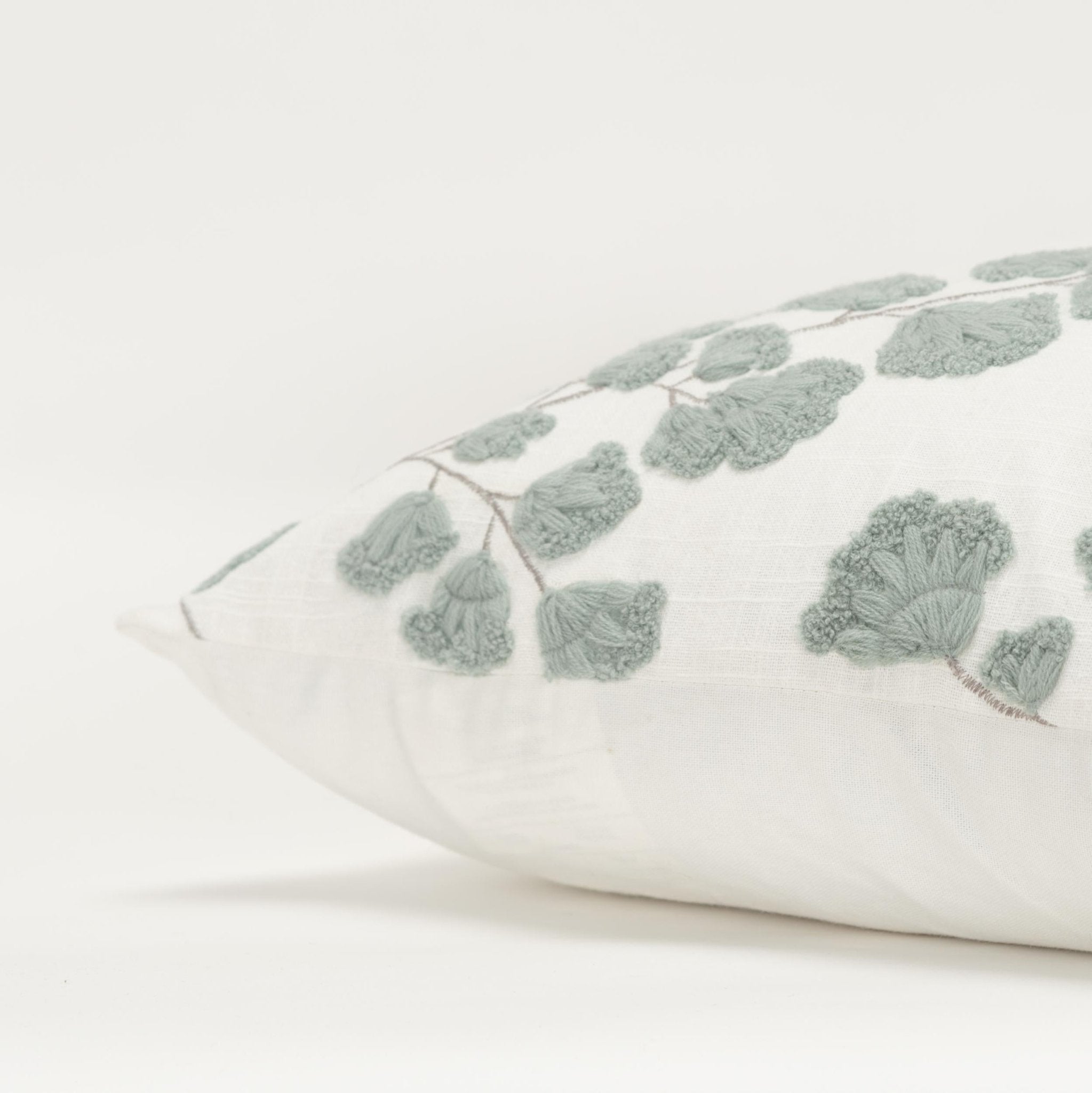 Embroidered Cotton Botanical Decorative Throw Pillow - Square Pillows