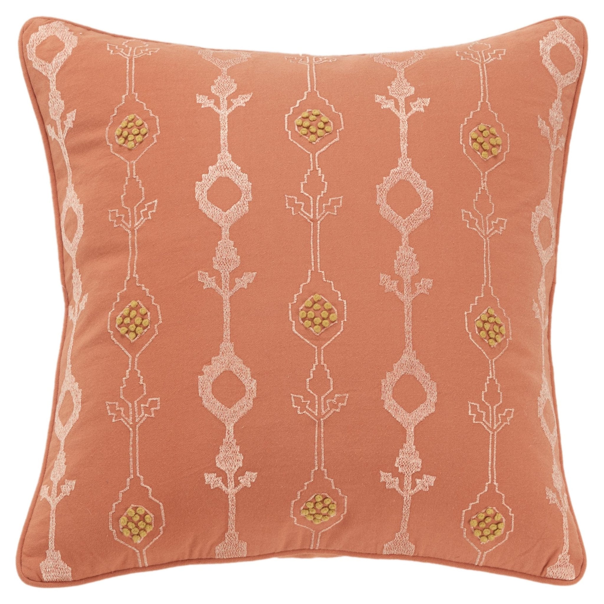 Embroidered Cotton Botanical Decorative Throw Pillow - Square Pillows