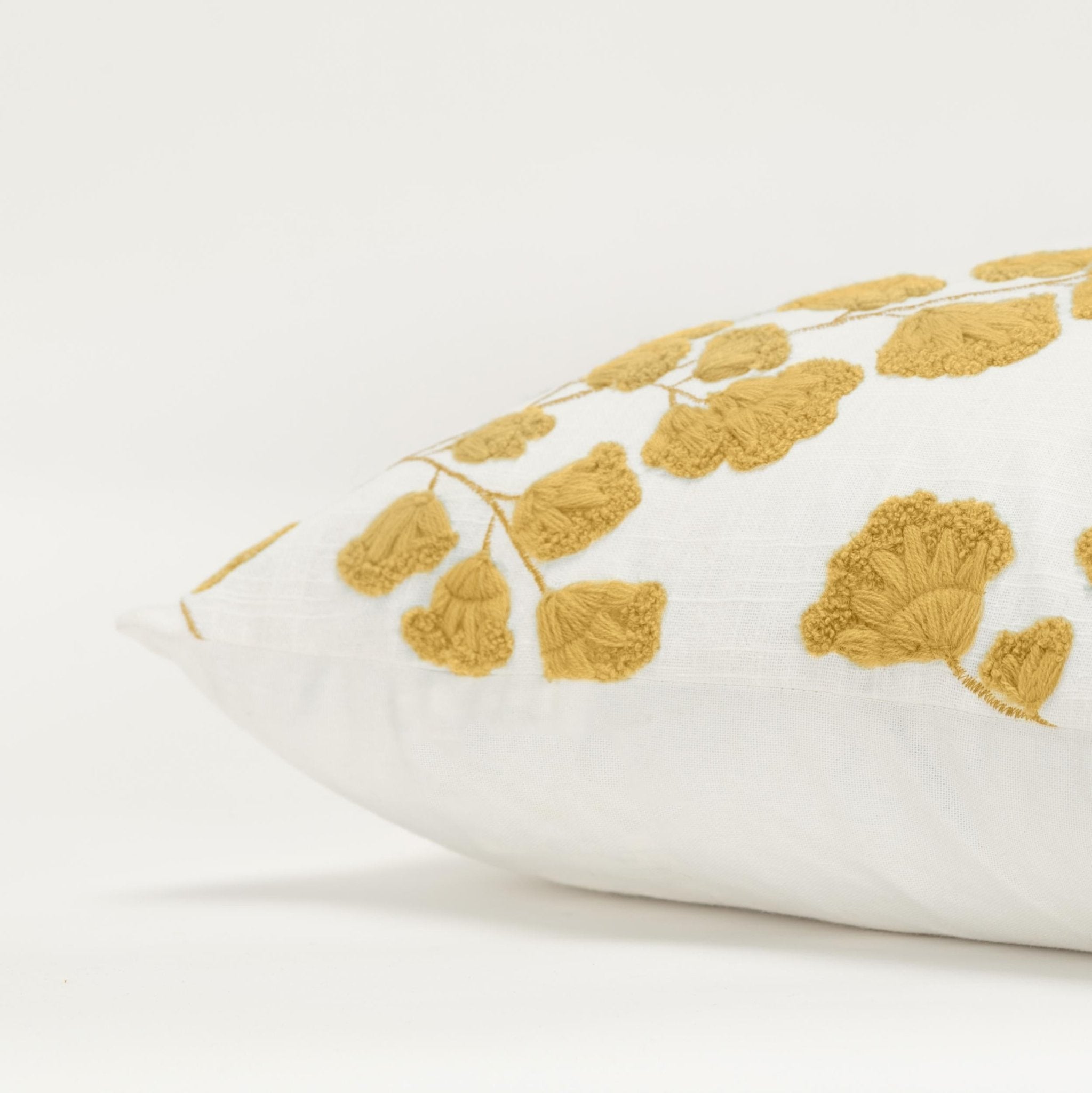 Embroidered Cotton Botanical Decorative Throw Pillow - Square Pillows