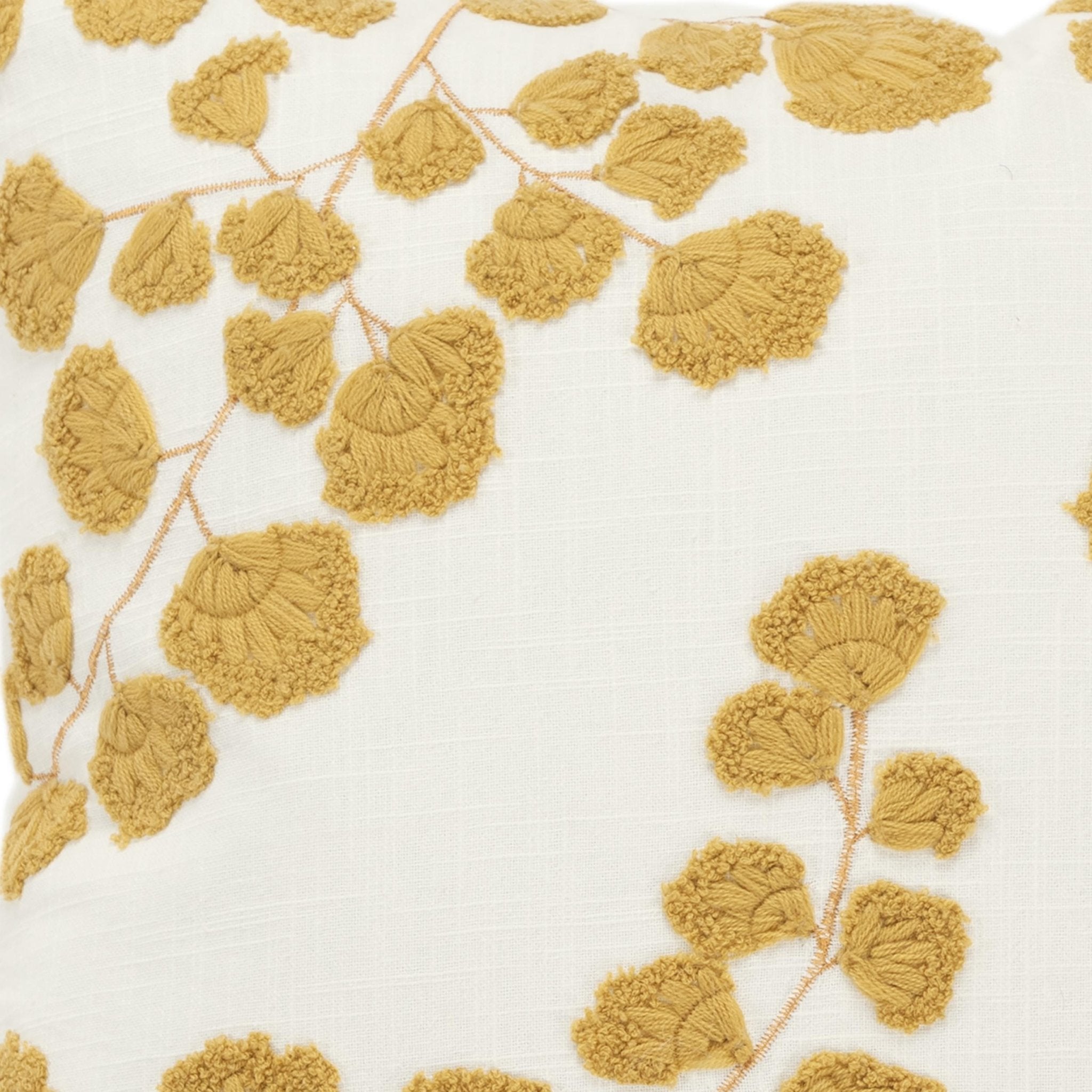 Embroidered Cotton Botanical Decorative Throw Pillow - Square Pillows