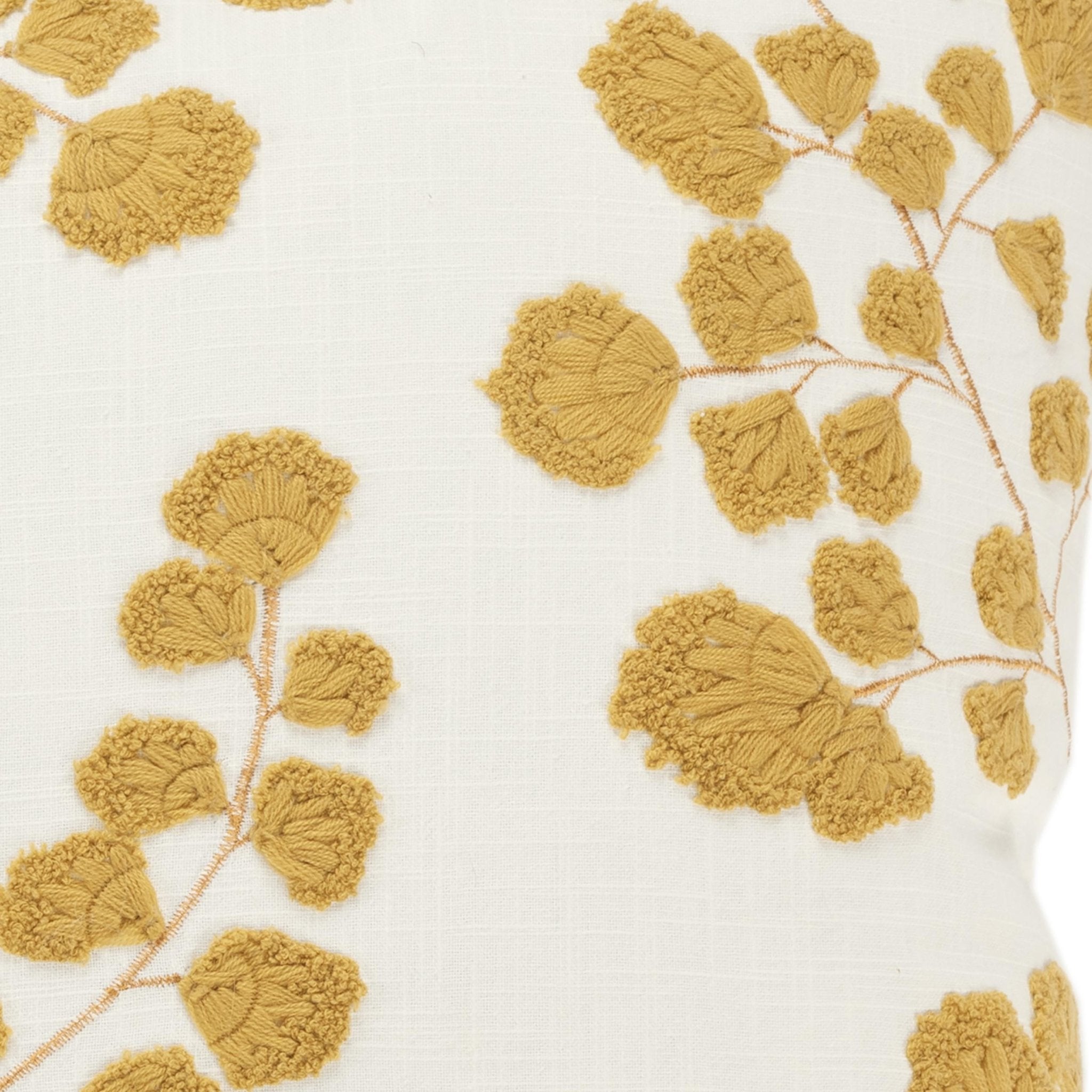 Embroidered Cotton Botanical Decorative Throw Pillow - Square Pillows