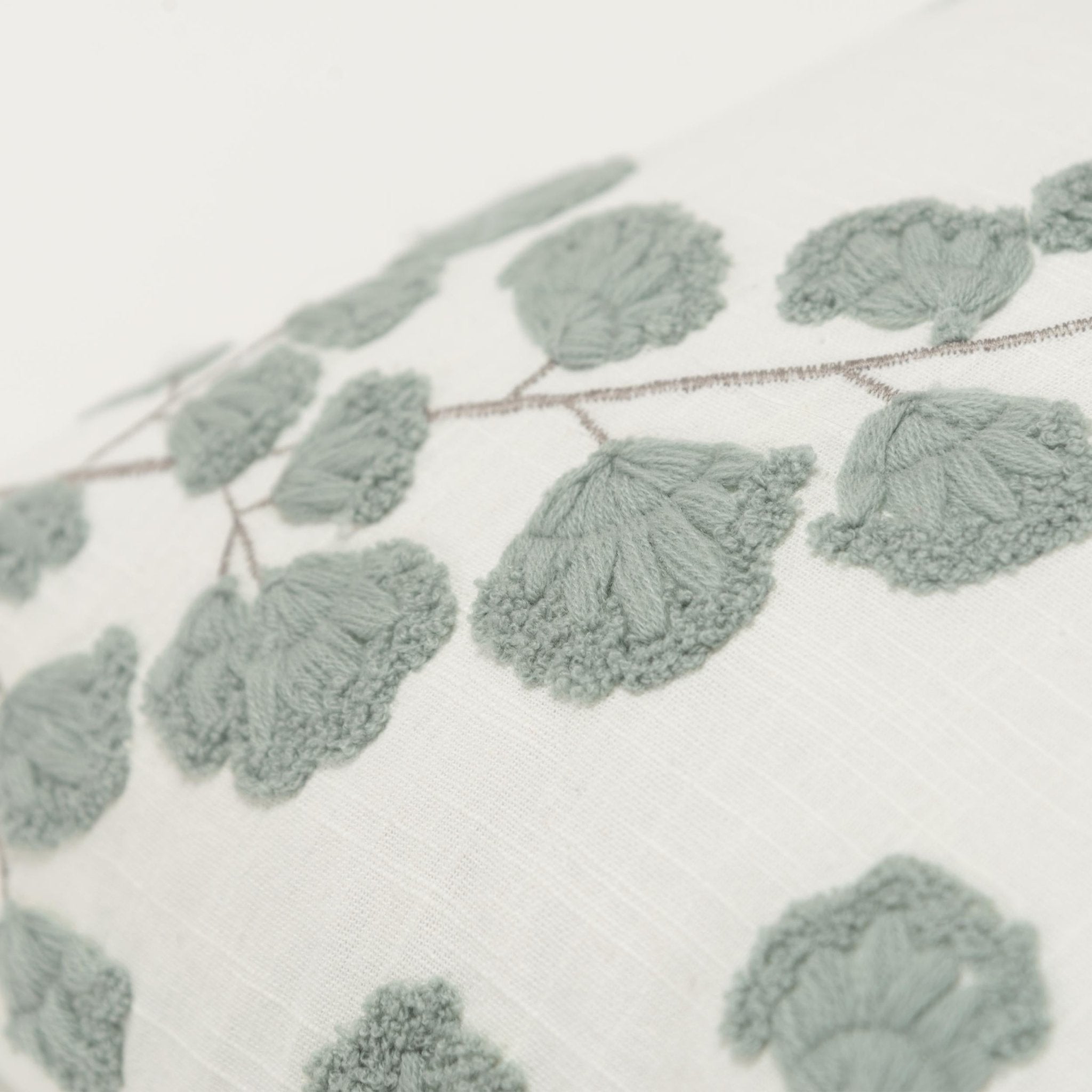 Embroidered Cotton Botanical Decorative Throw Pillow - Square Pillows