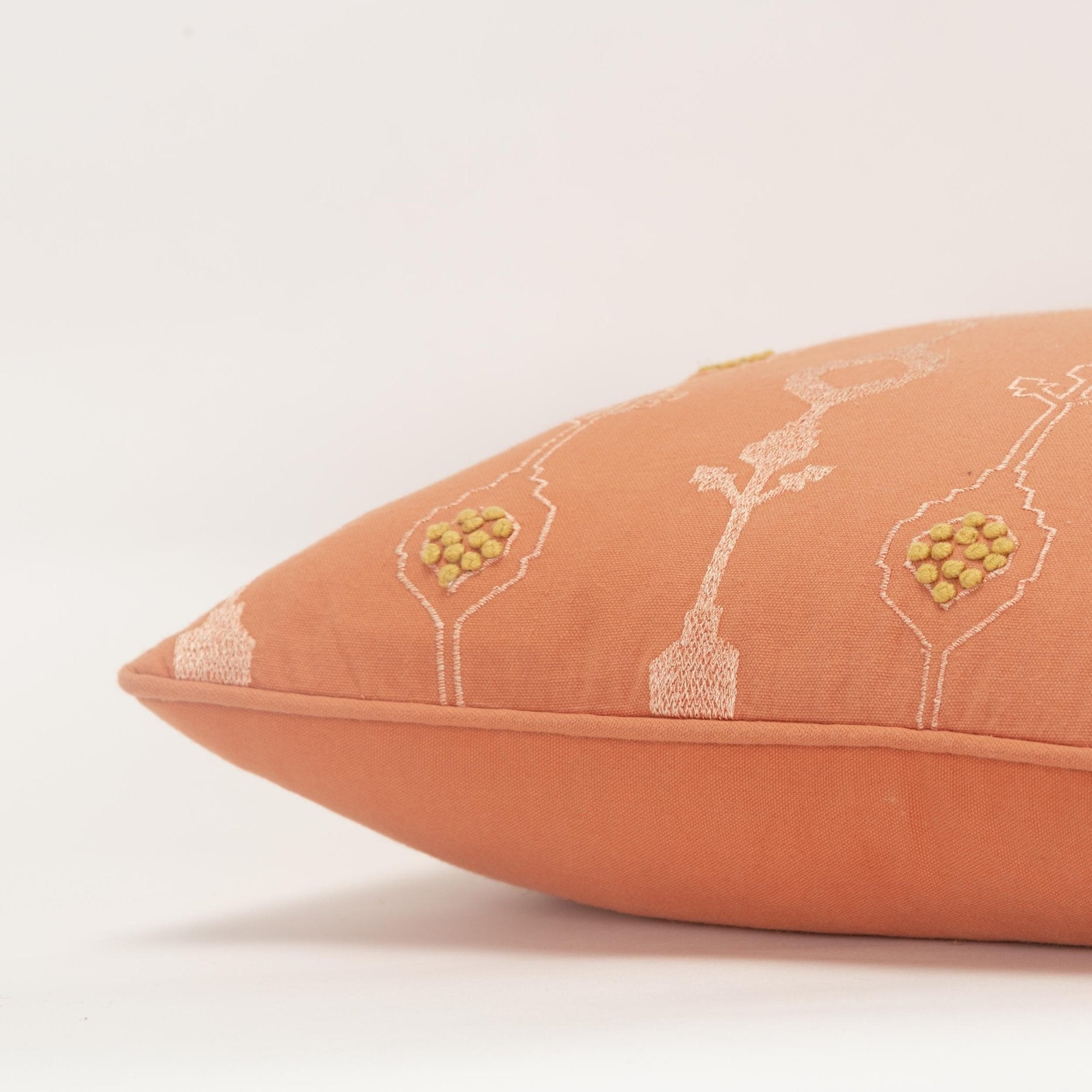 Embroidered Cotton Botanical Decorative Throw Pillow - Square Pillows