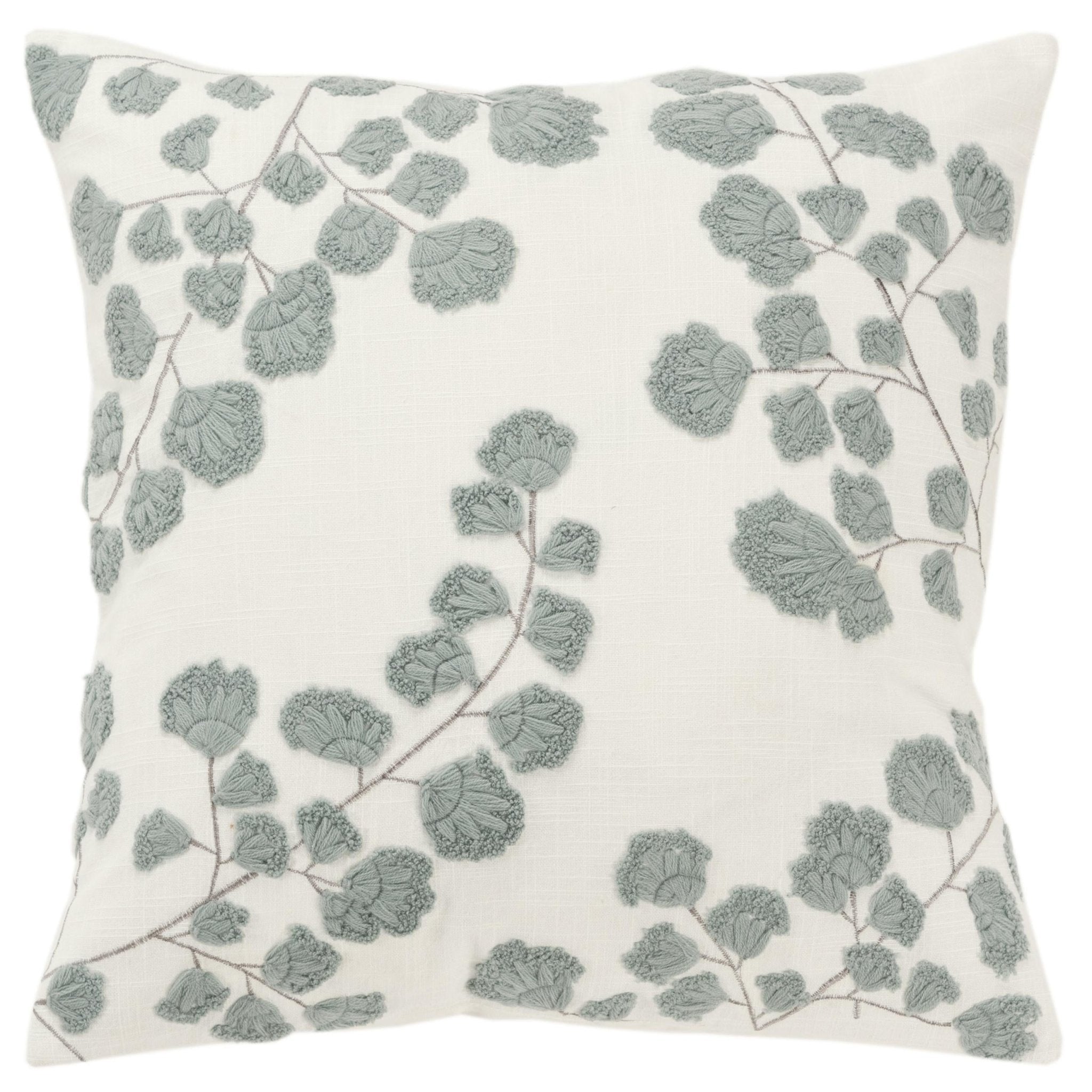Embroidered Cotton Botanical Decorative Throw Pillow - Square Pillows