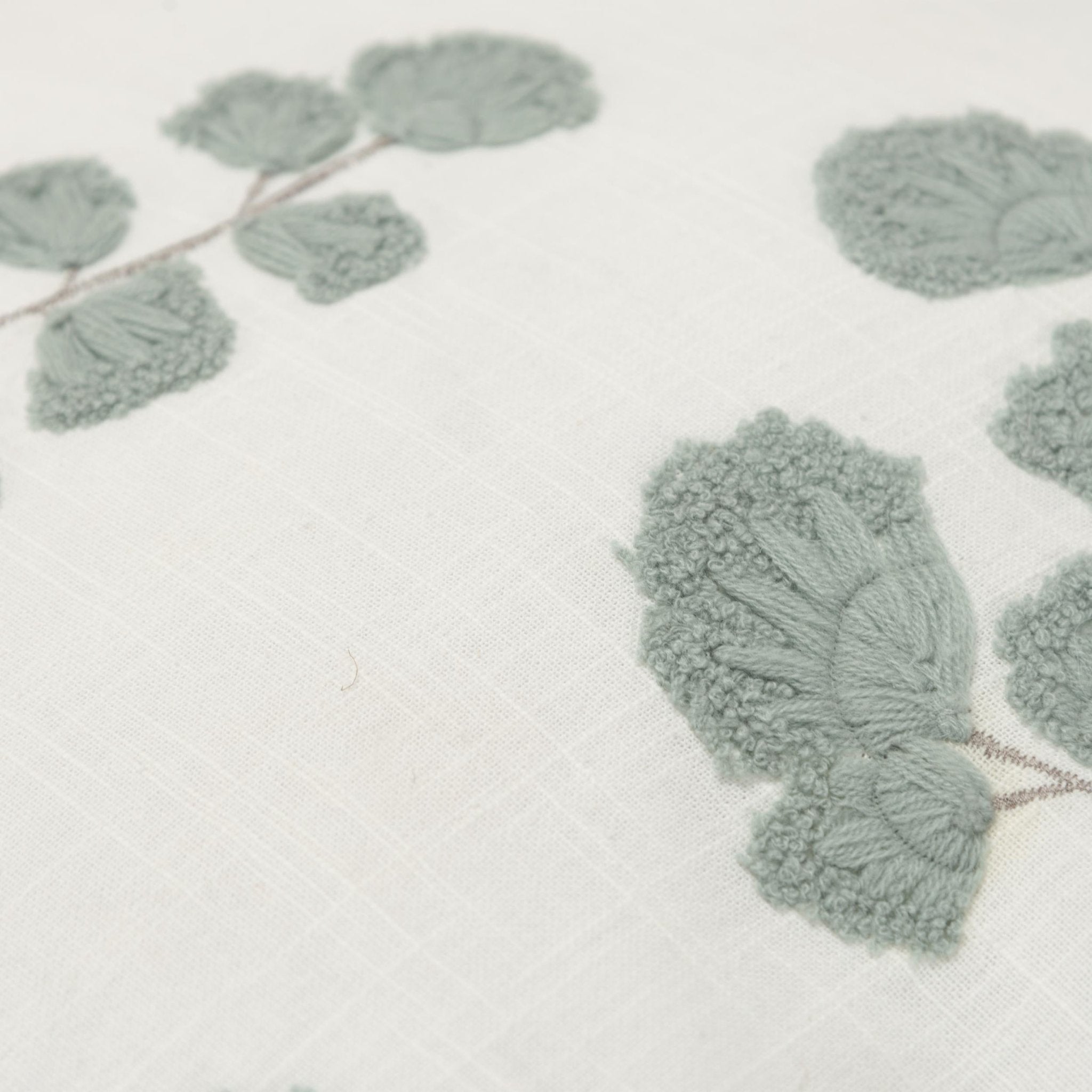 Embroidered Cotton Botanical Decorative Throw Pillow - Square Pillows