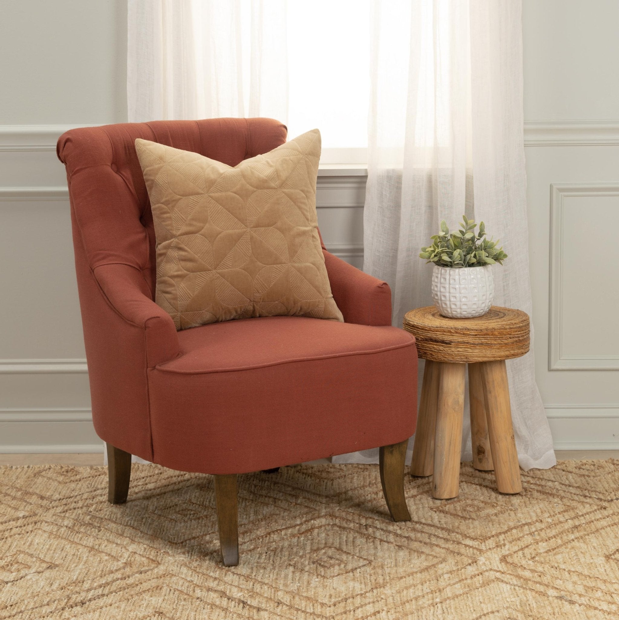 Embroidered Orange Peel Pattern Square Pillow - Square Pillows