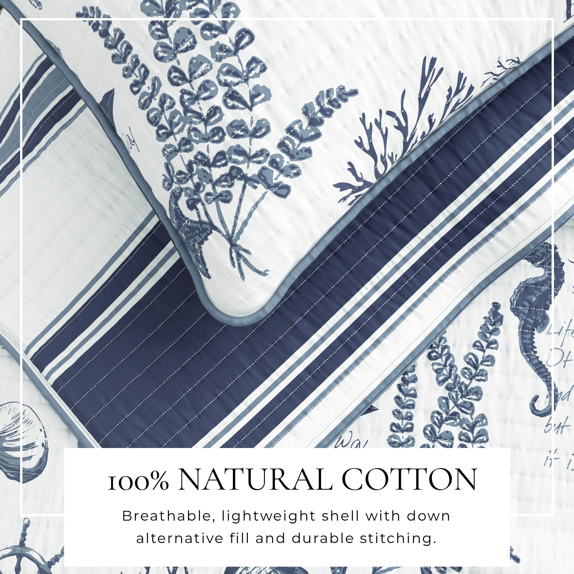 Navy Nautical Cotton Quilt Set