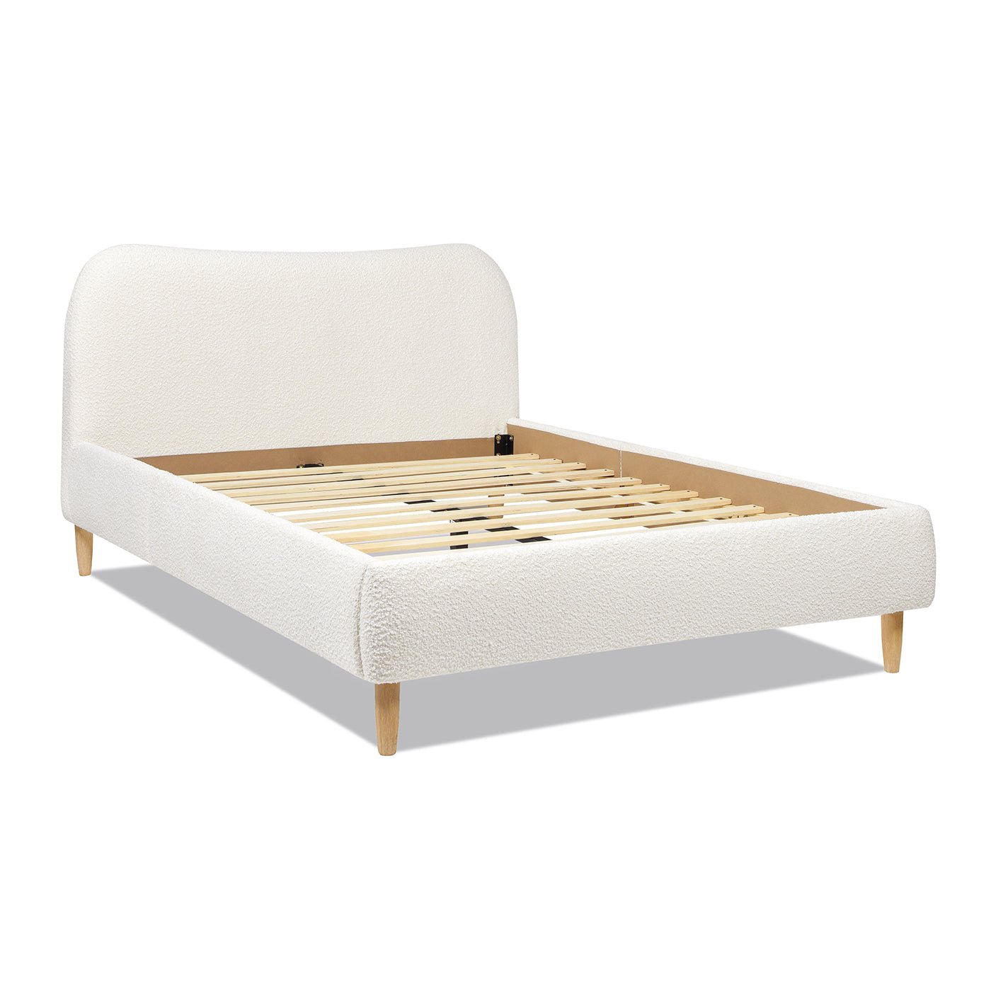 Enchantr Upholstered Platform Bed with Curved Headboard and Wood Frame - Beds & Headboards