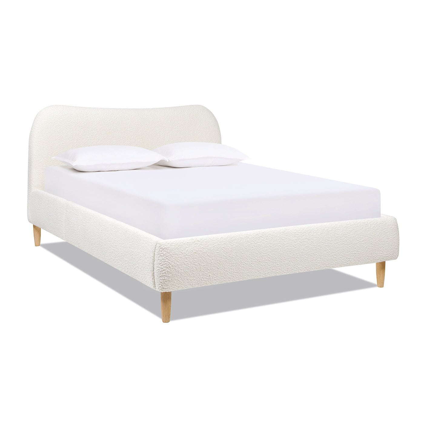 Enchantr Upholstered Platform Bed with Curved Headboard and Wood Frame - Beds & Headboards