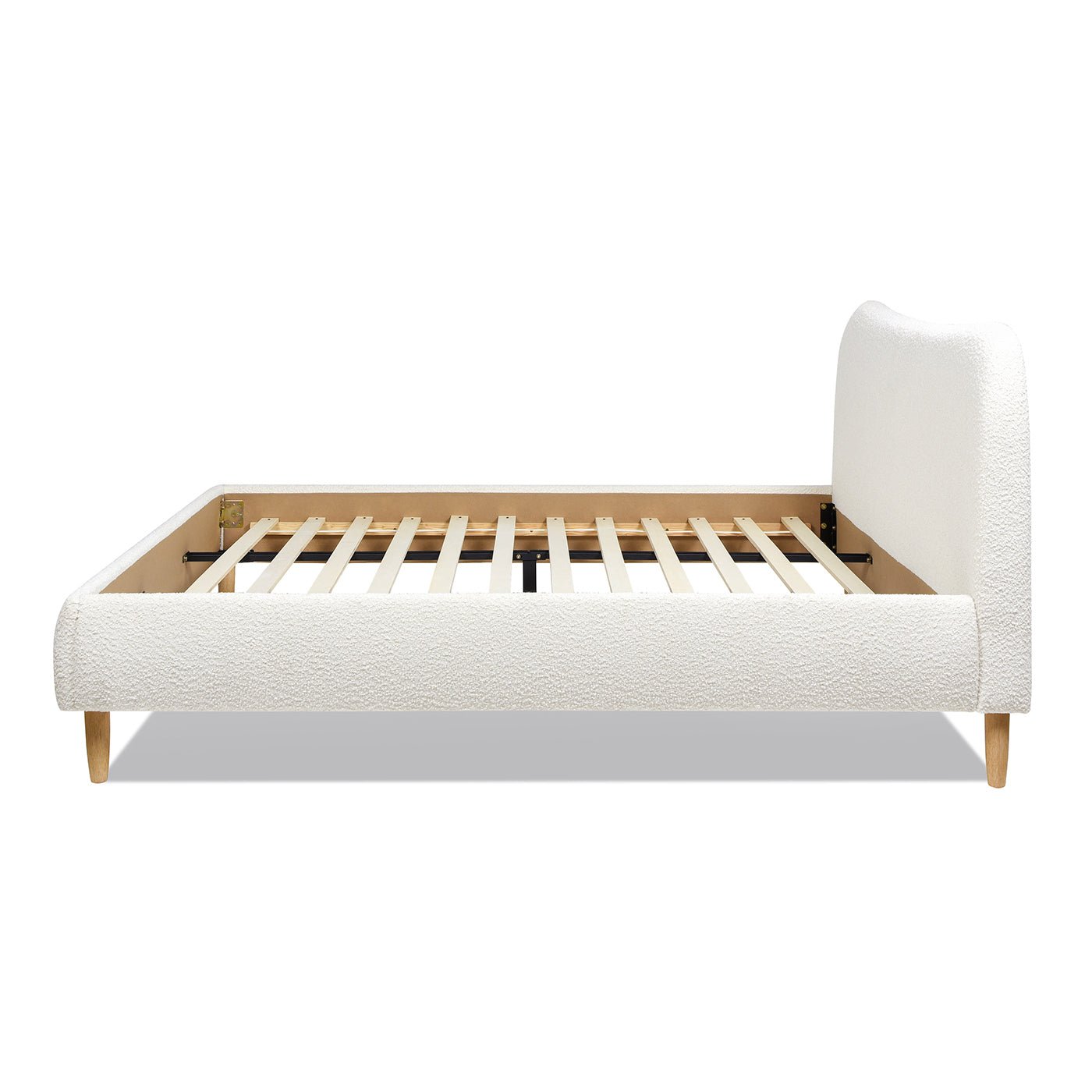 Enchantr Upholstered Platform Bed with Curved Headboard and Wood Frame - Beds & Headboards