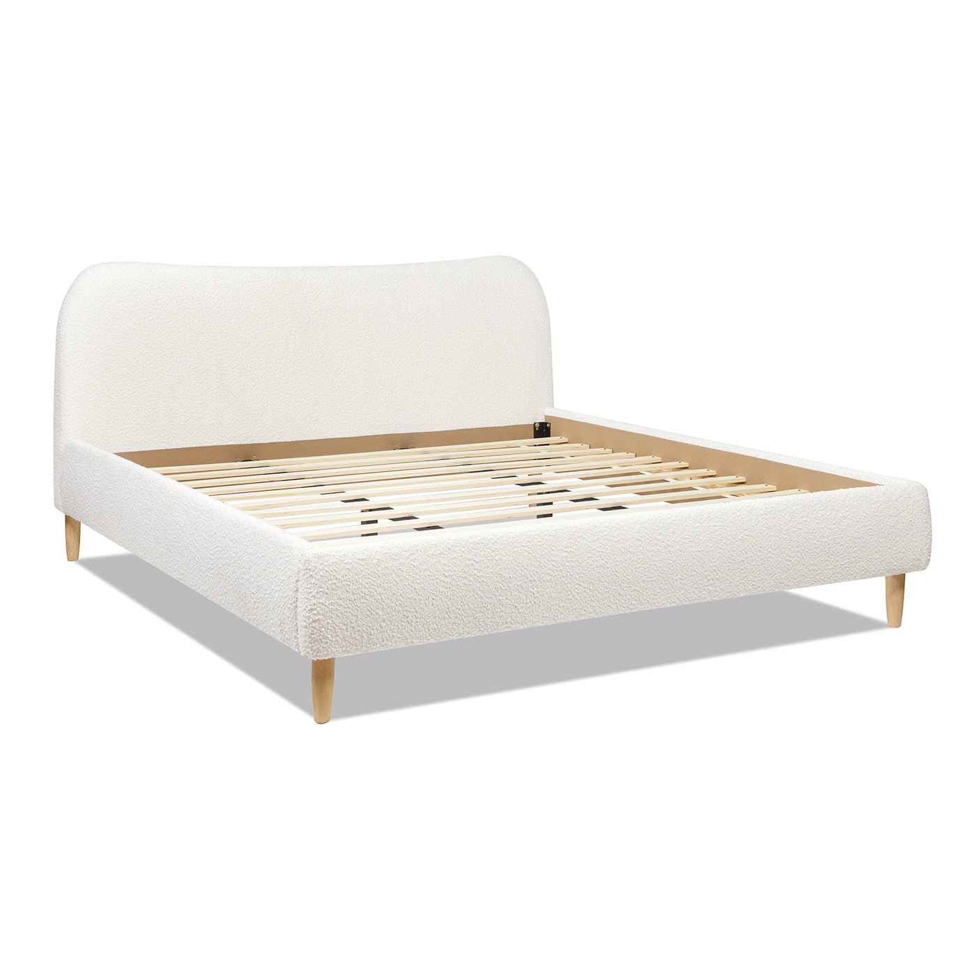 Enchantr Upholstered Platform Bed with Curved Headboard and Wood Frame - Beds & Headboards