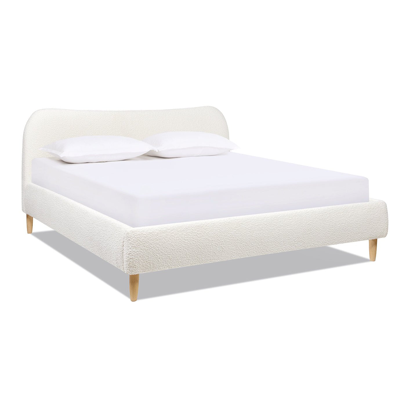 Enchantr Upholstered Platform Bed with Curved Headboard and Wood Frame - Beds & Headboards