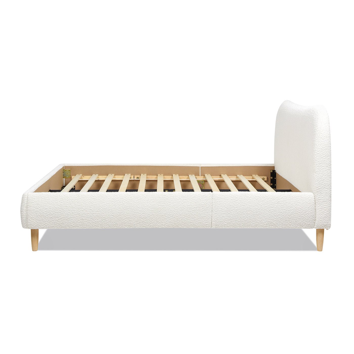 Enchantr Upholstered Platform Bed with Curved Headboard and Wood Frame - Beds & Headboards