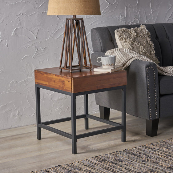 End Table with Storage and Metal Legs - End Tables
