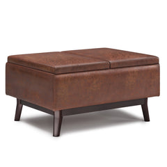 Entwine Multi-functional Upholstered Faux Leather Storage Ottoman with Tray Top - Ottomans