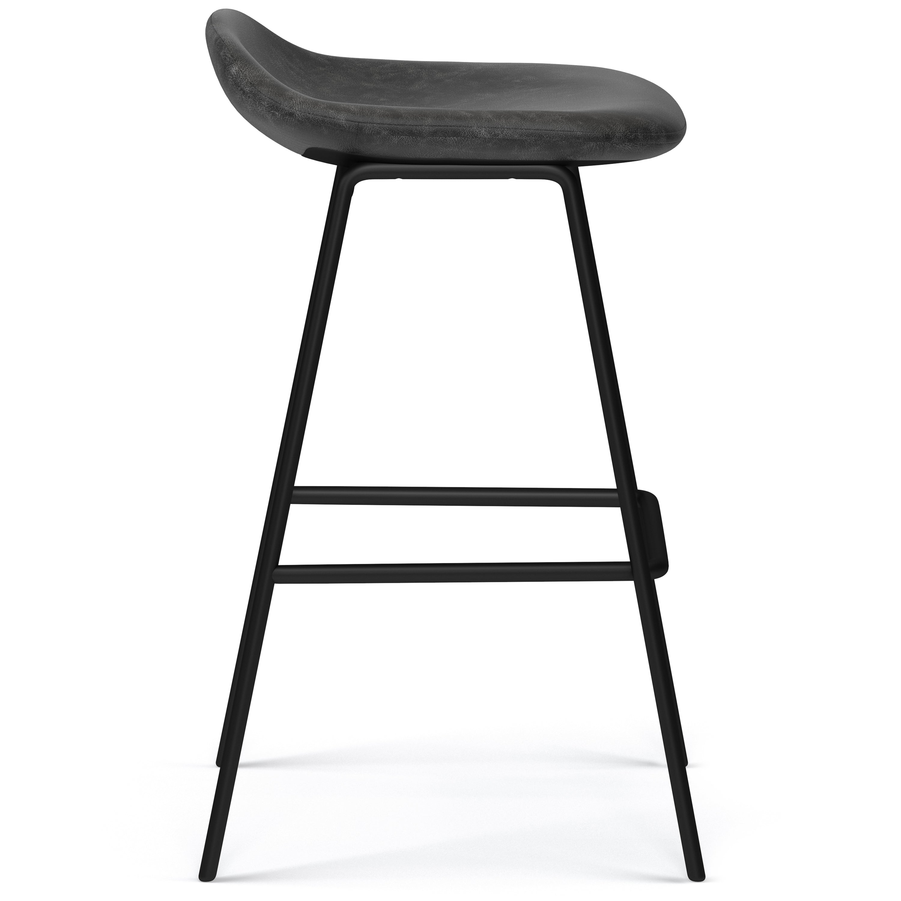 Horizons Faux Leather Stool with Padded Seat and Footrest, Set of 2