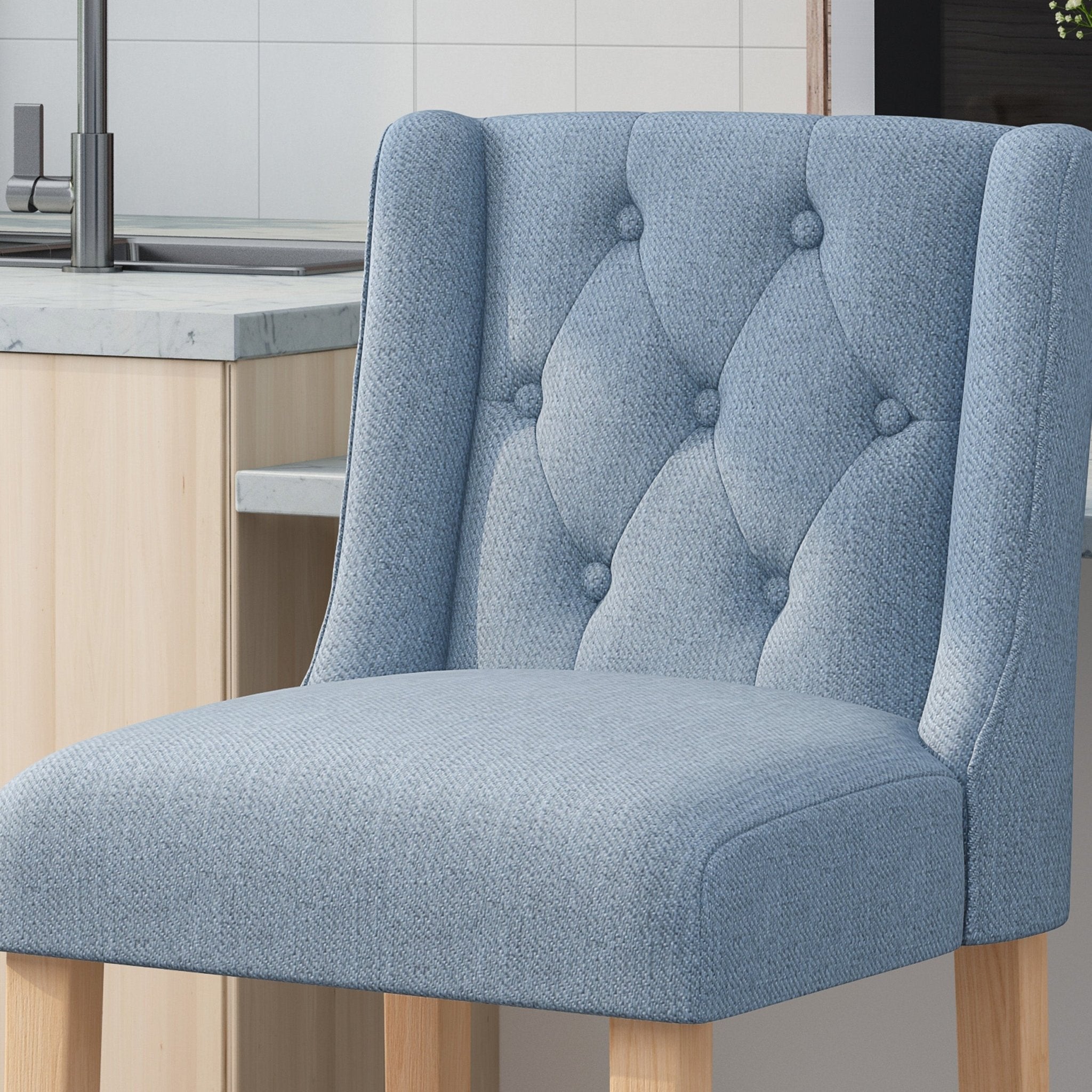 Ethereon Fabric Tufted Counter Stool, Set of 2 - Counter Stools