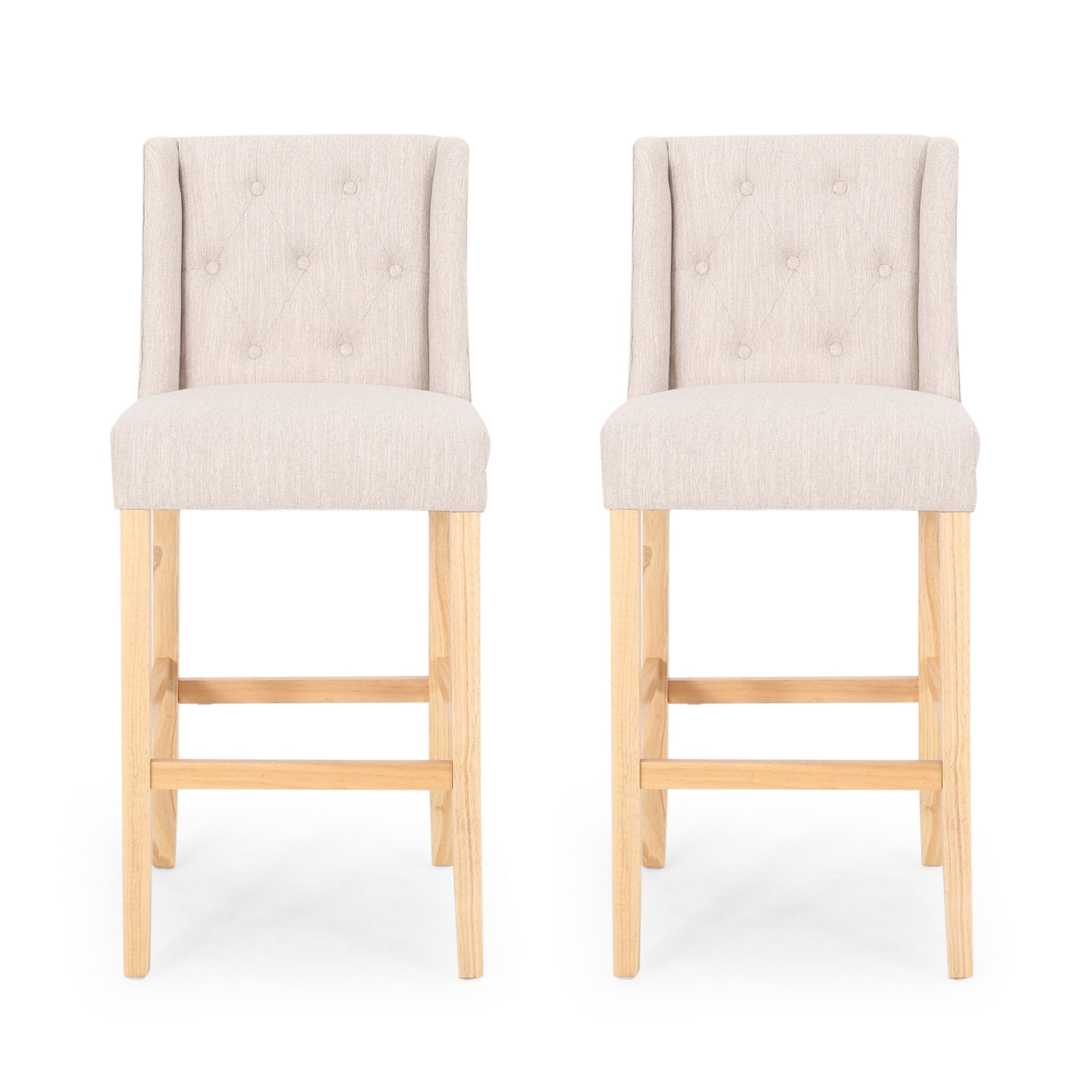 Ethereon Fabric Tufted Counter Stool, Set of 2 - Counter Stools