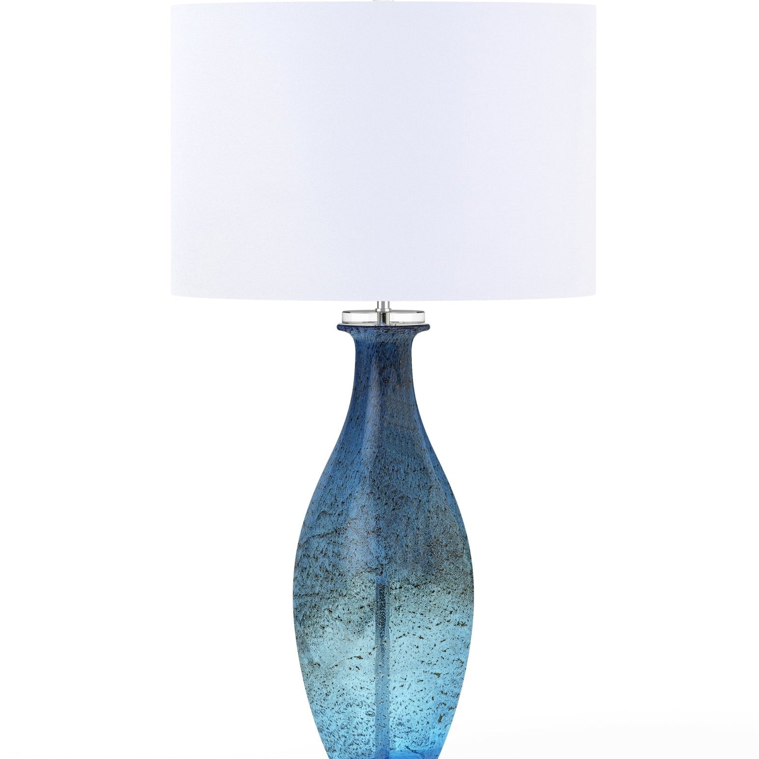 Everly-30”-Blue-tone-Art-Glass-w/Crystal-Base,-(Set-of-2)-Table-Lamps