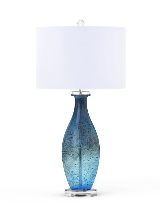 Everly-30”-Blue-tone-Art-Glass-w/Crystal-Base,-(Set-of-2)-Table-Lamps