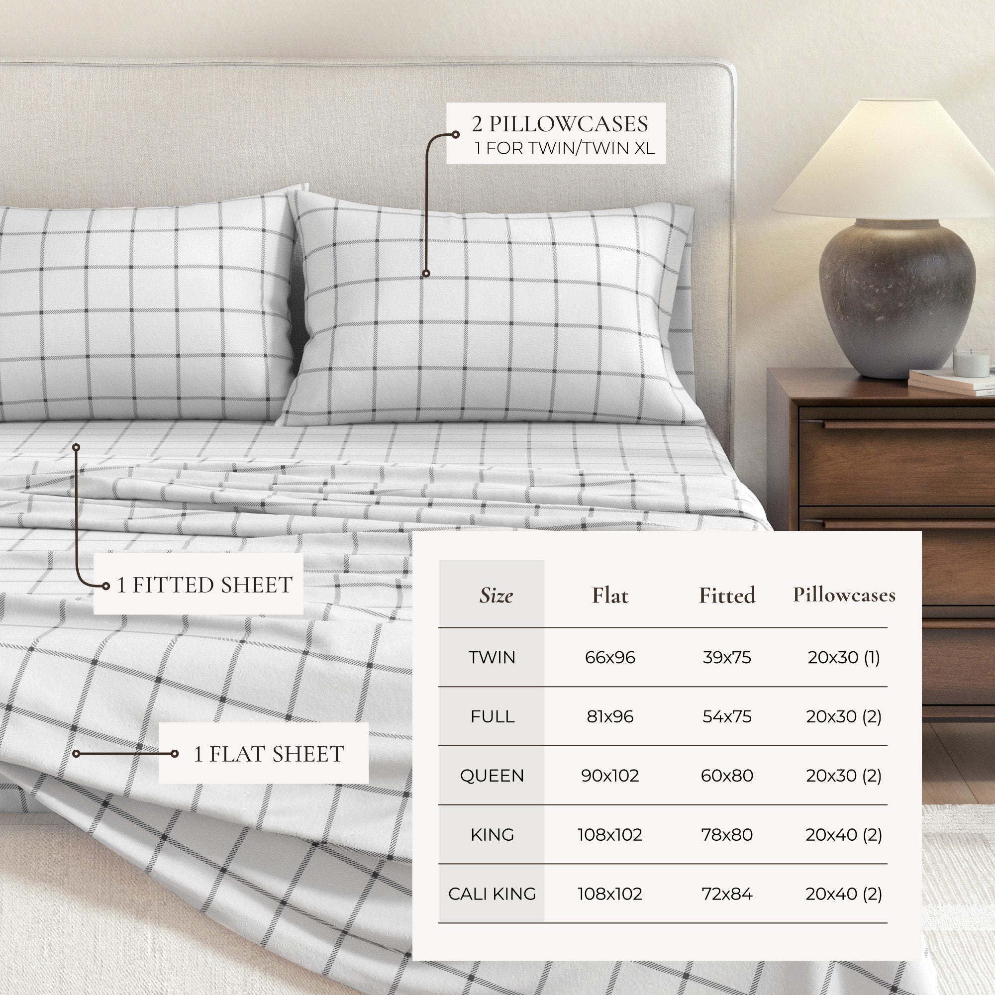 100% Turkish Cotton Plaid Flannel Sheet Sets