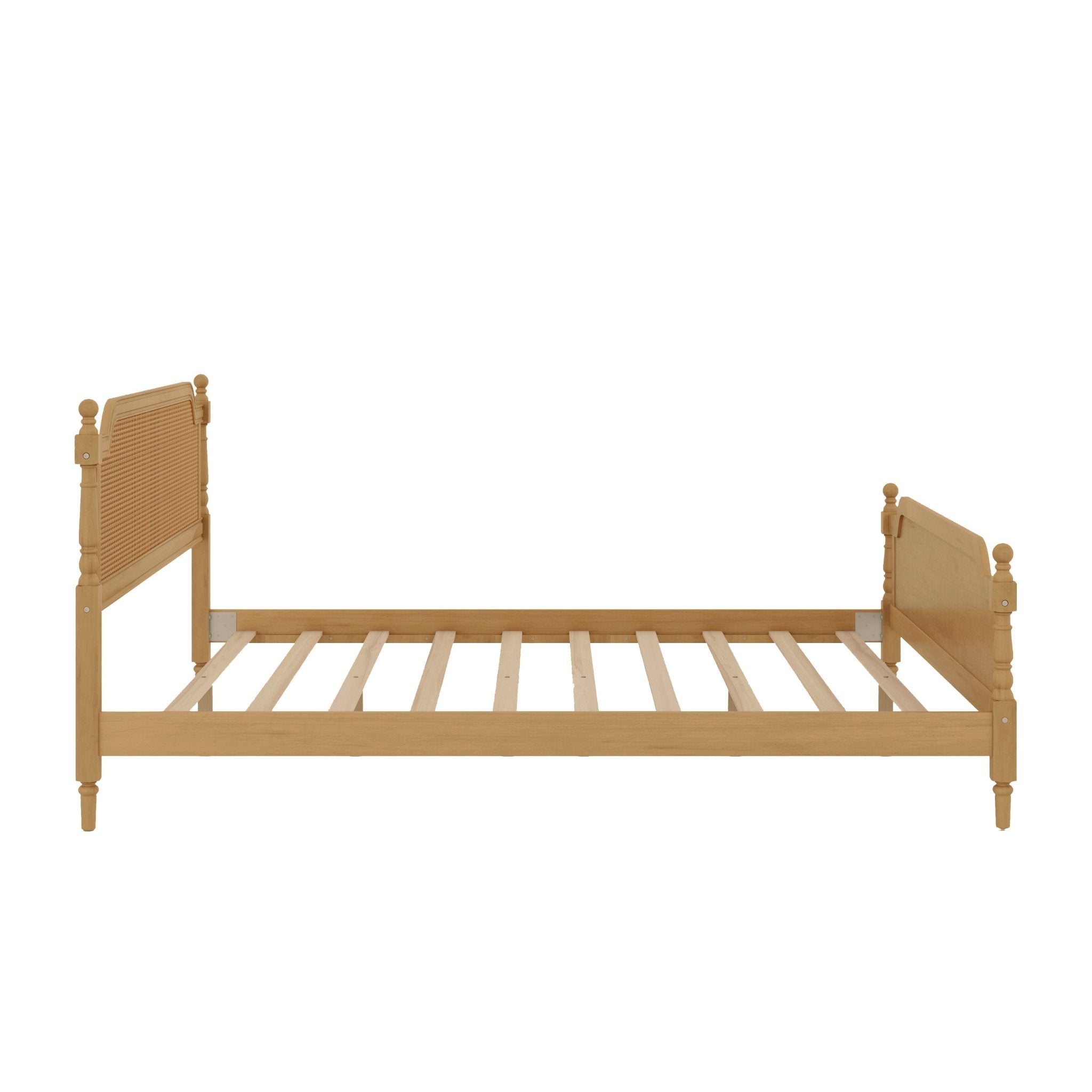 Excelsis Rattan Bed Frame with Fluted Legs, Antique Walnut - Beds & Headboards