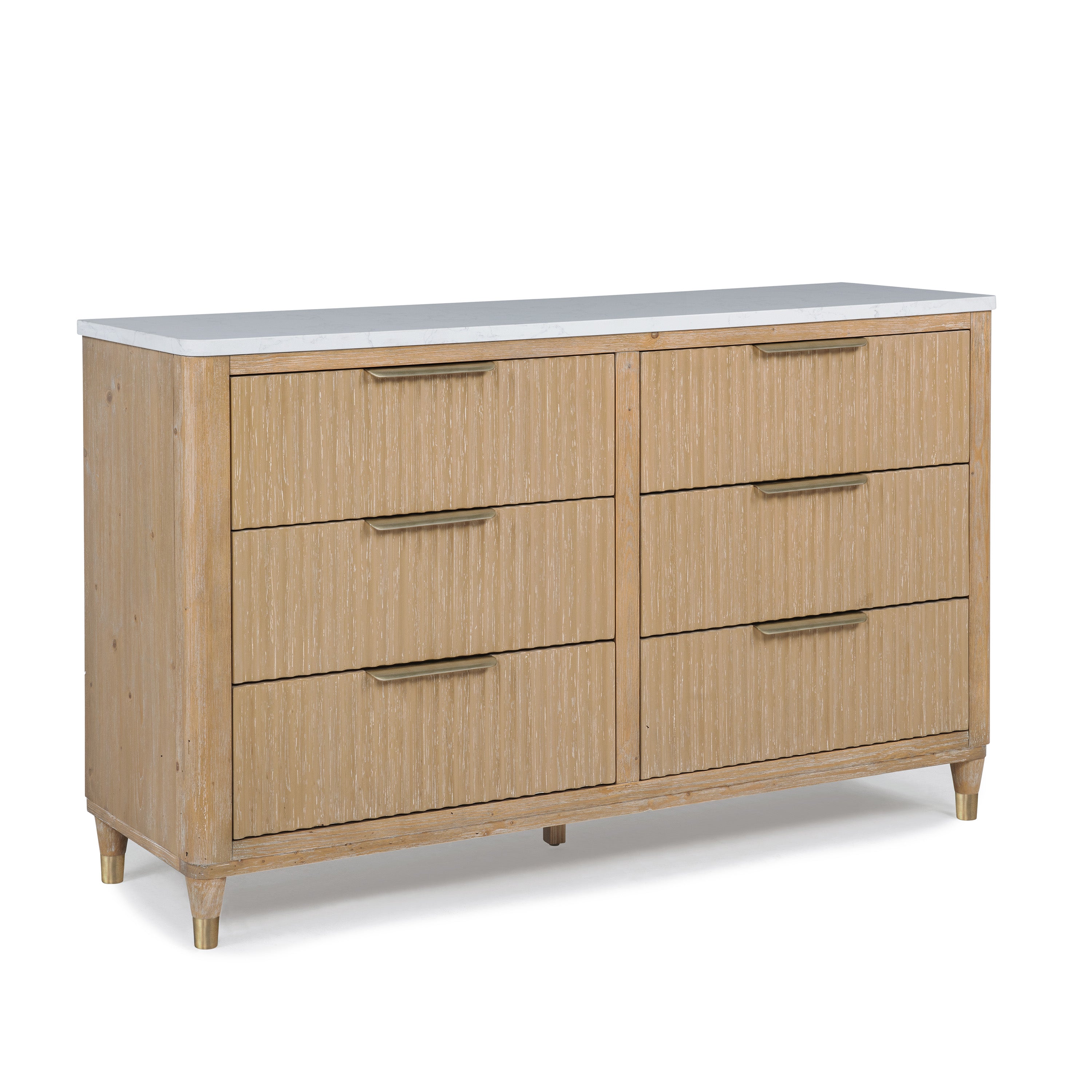 Modern Aesthetic 6-Drawers Dresser with Stone Top