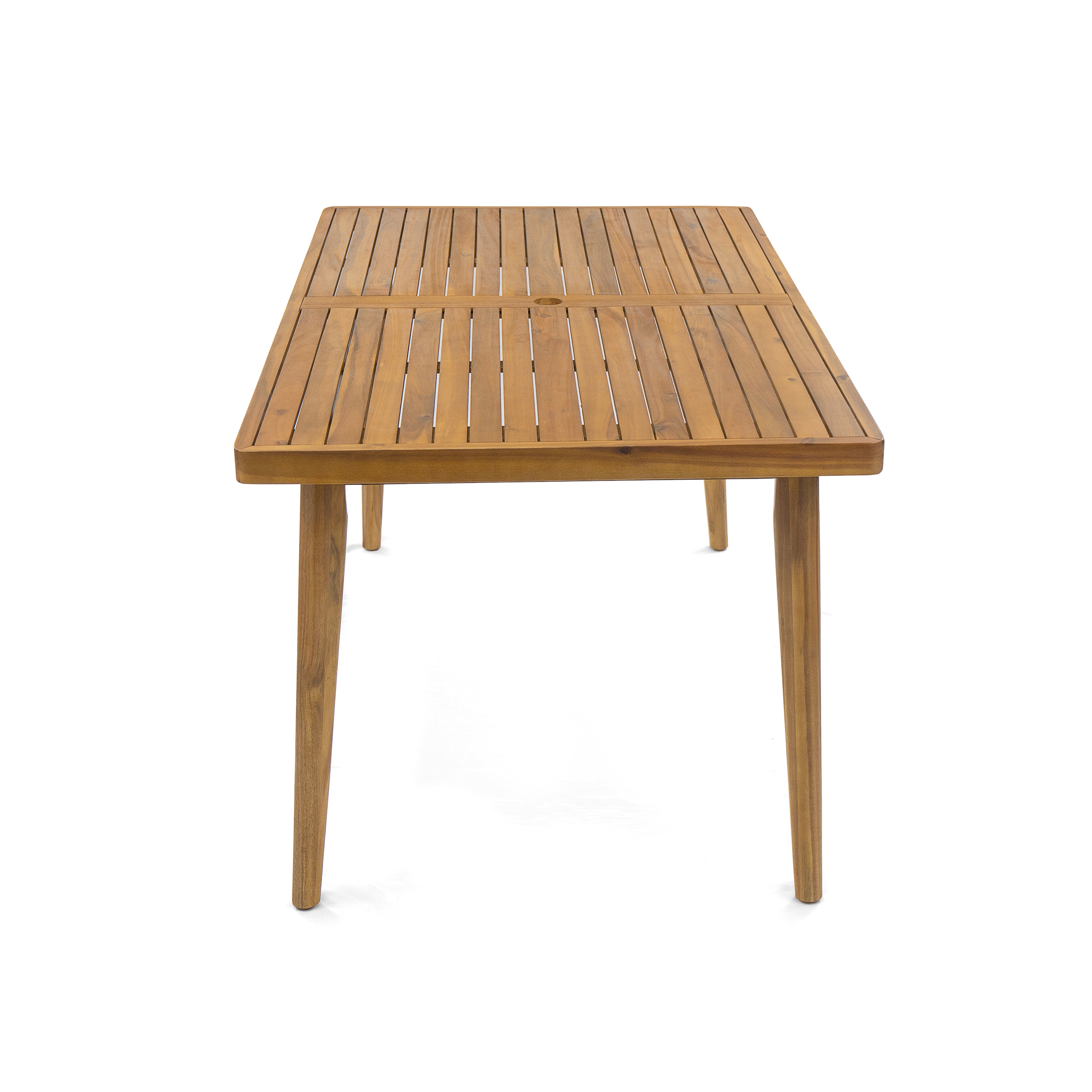 Annabergite 7-Piece Outdoor Dining Set with Wood Table and 6 Plastic Dining Chairs