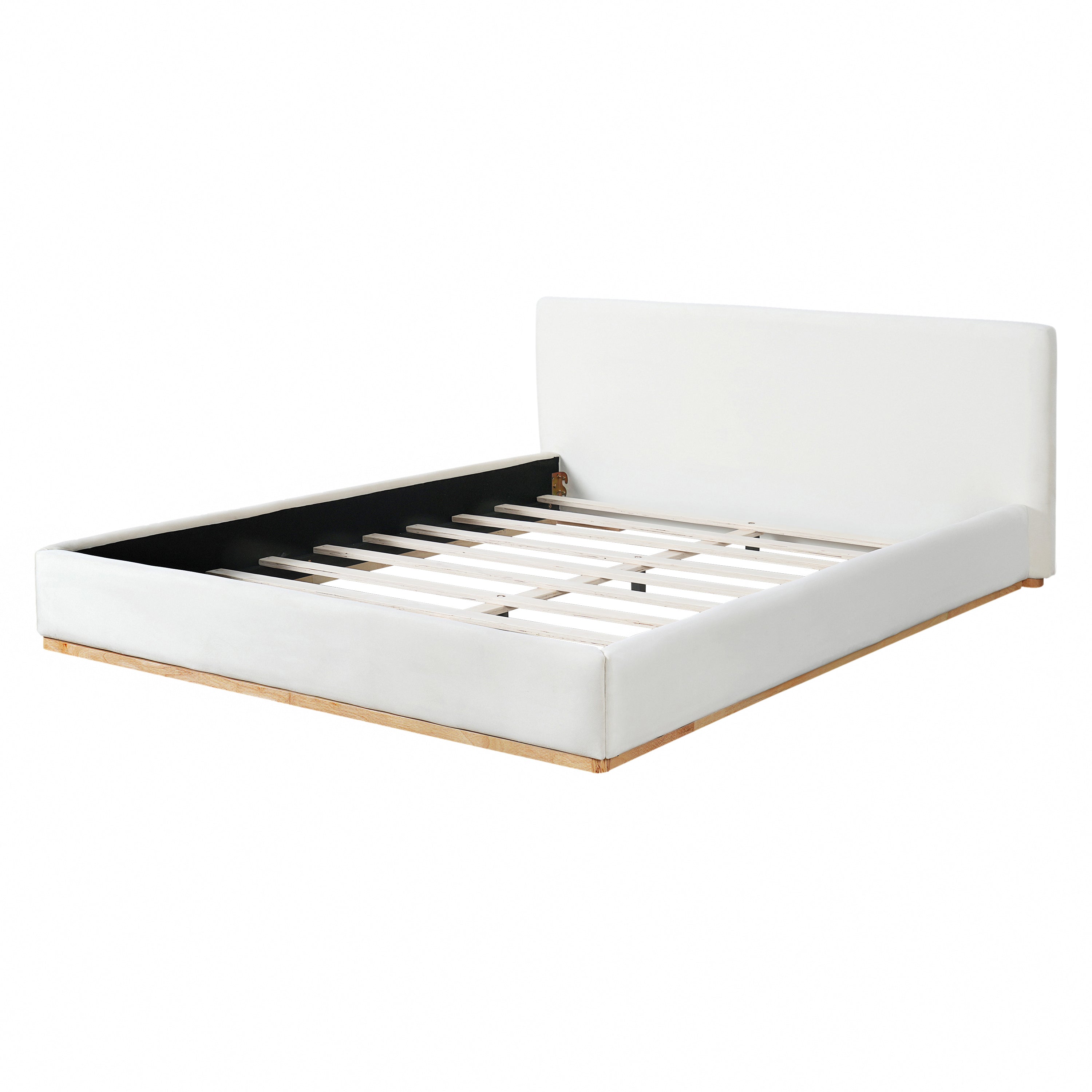 Elegant Upholstered Bed With Solid Wood Frame