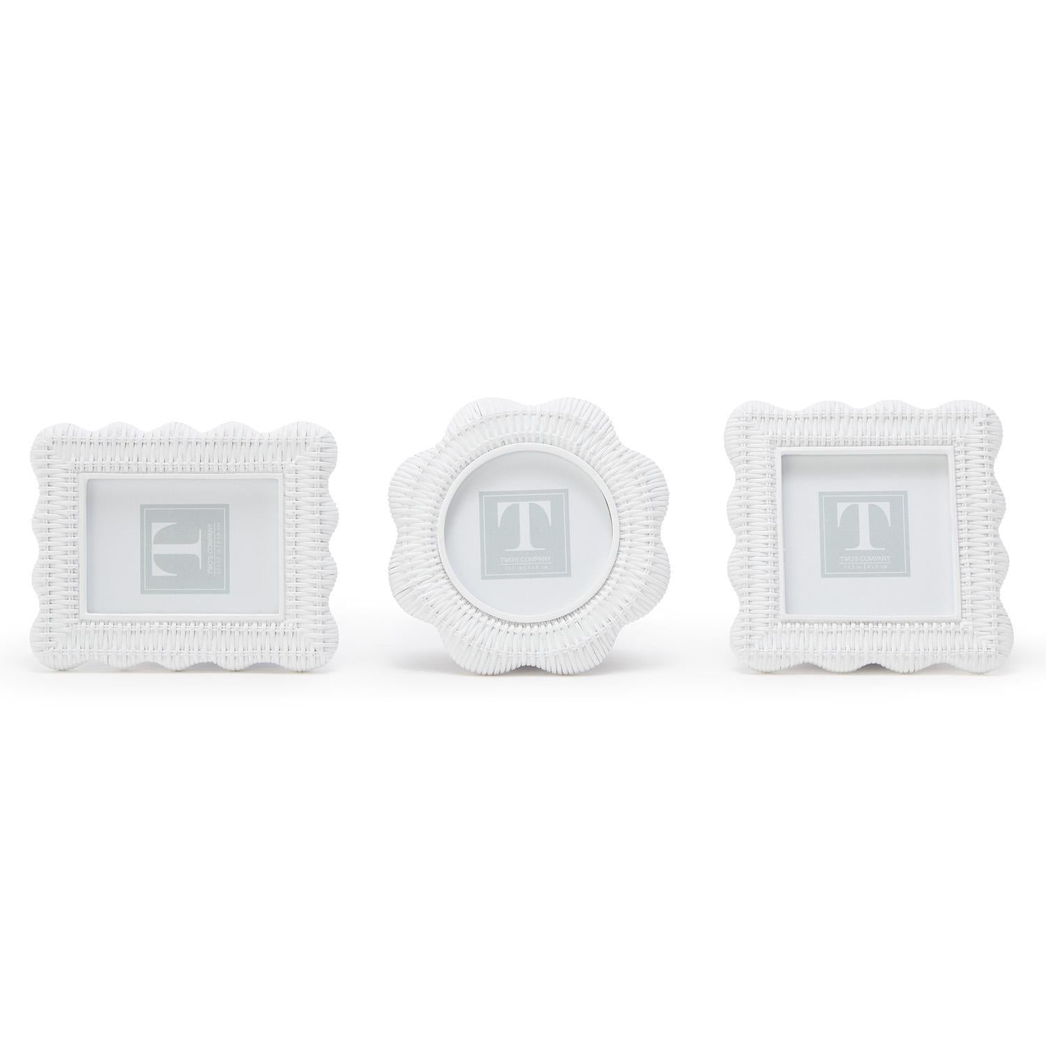 Scalloped Rattan Weave Frames, Set of 3