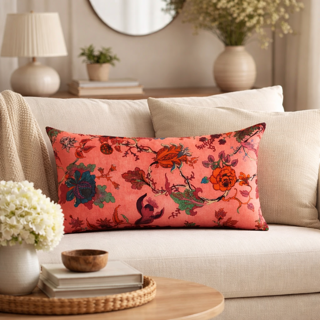Velvet Eden Floral Pillow