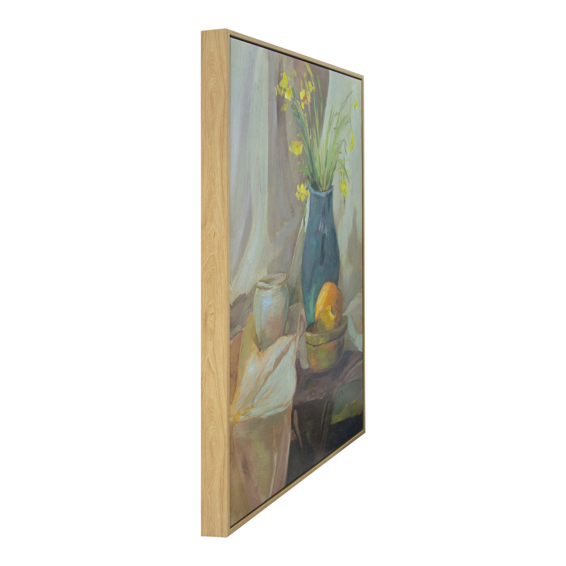 Still Life Vase Hand Painted Floating Framed Wall Art Print 24x36 Inches