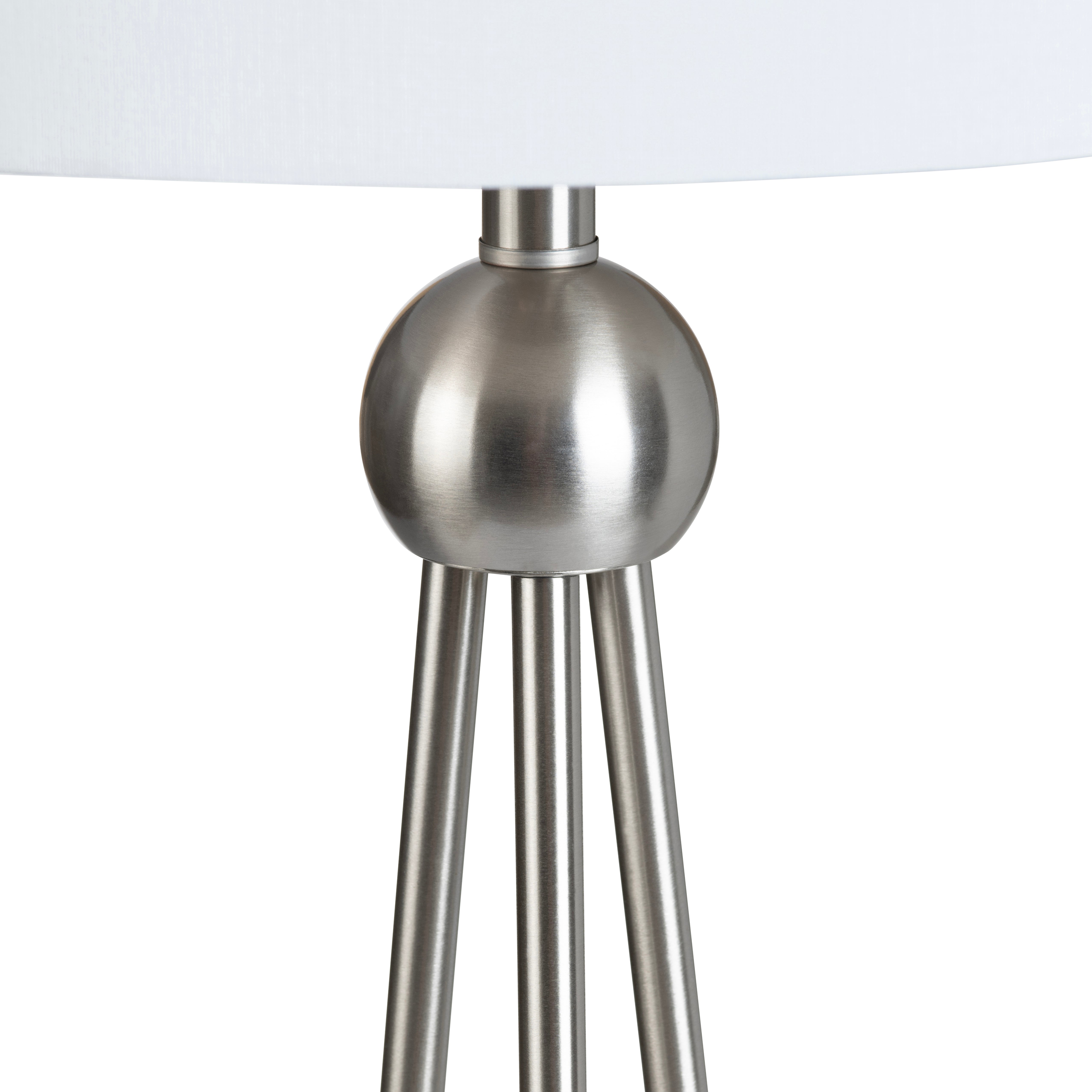 Silver Metal Floor Lamp With Shade