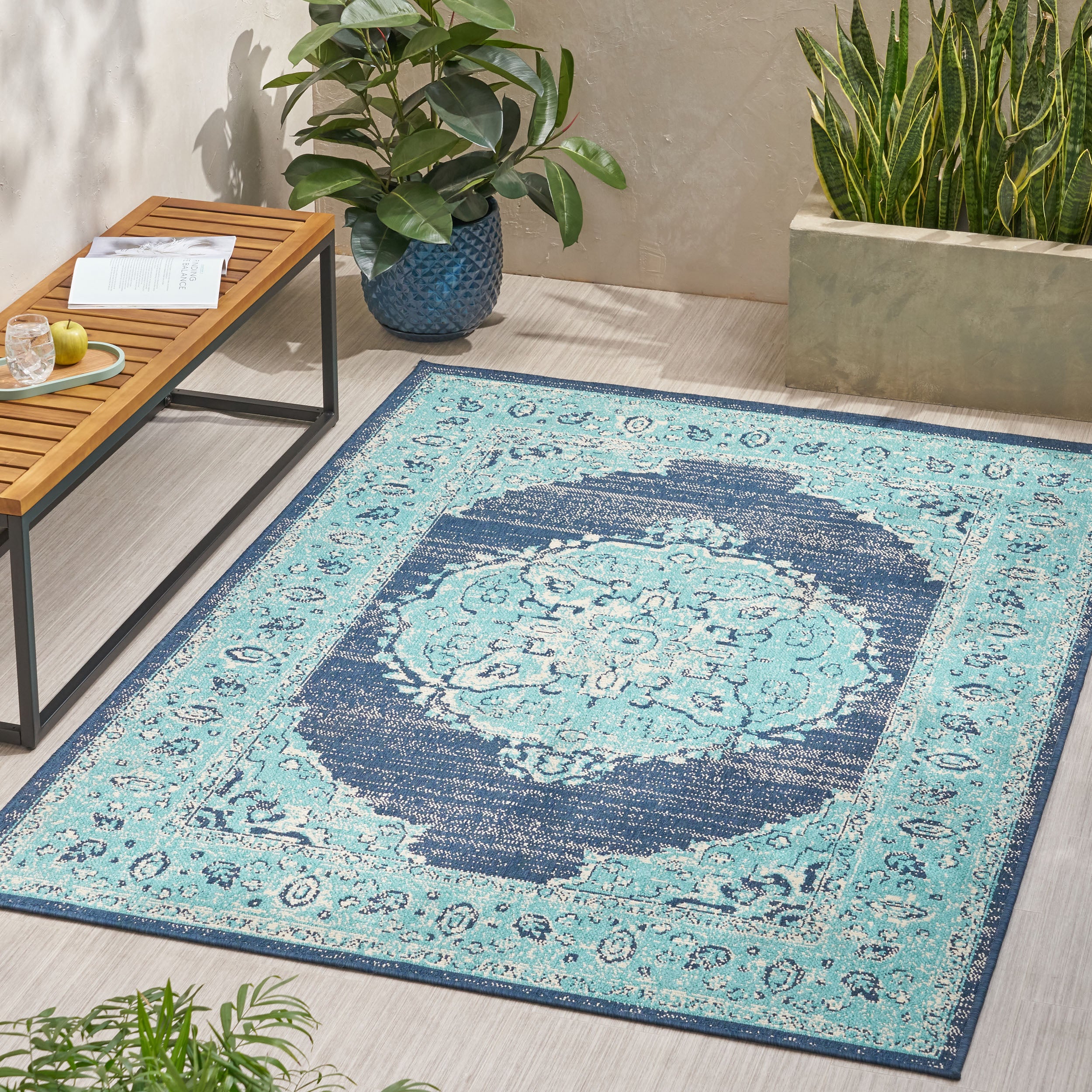 84" x 63" Outdoor Polypropylene Area Rug with Rectangle Shape