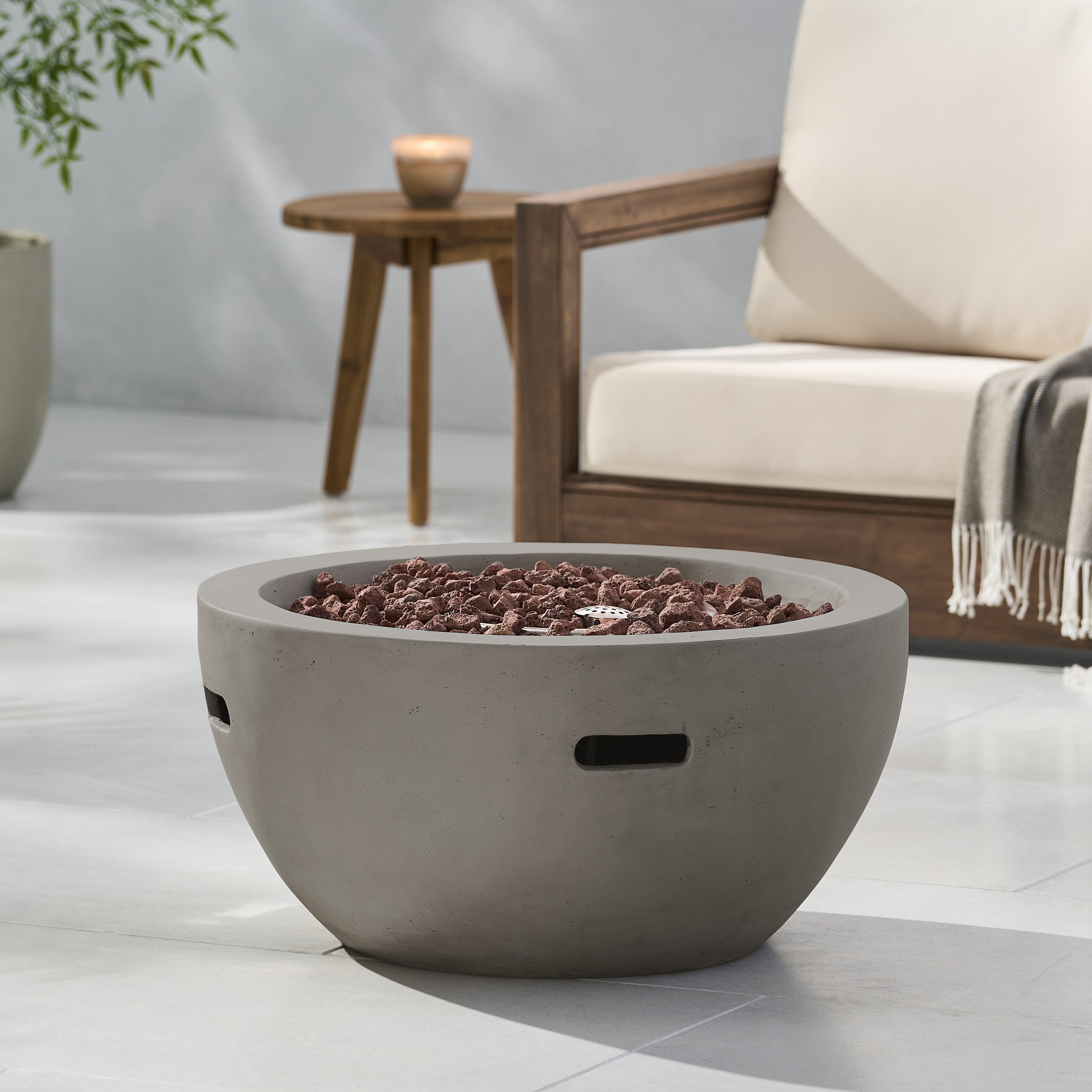 27" Bowl Shaped Propane Fire Pit, Tank Cover Not Included