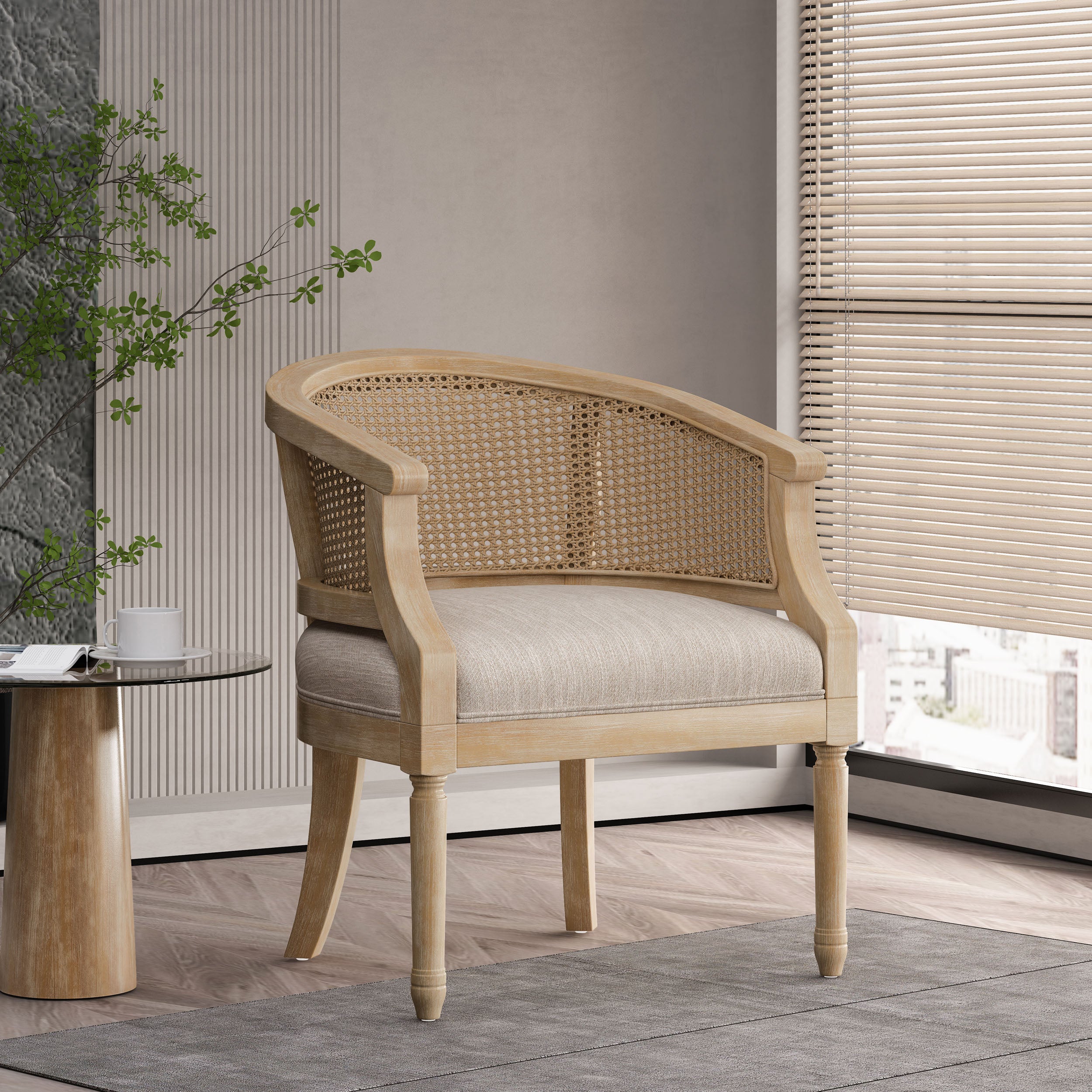 Accent Chair with Curved Back and Recessed Arms