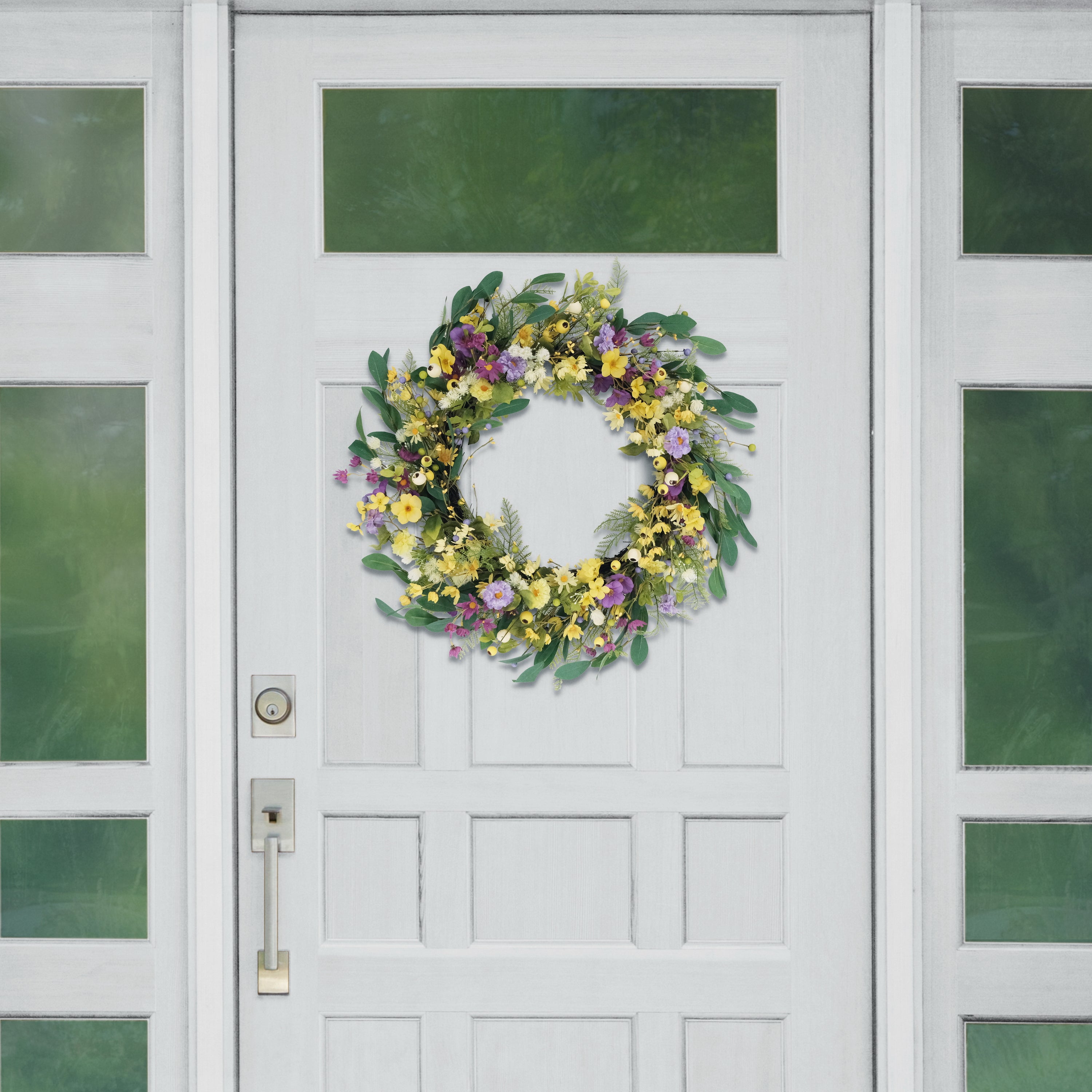 30" Artificial Dogwood and Daisy and Poppy Floral Spring Wreath