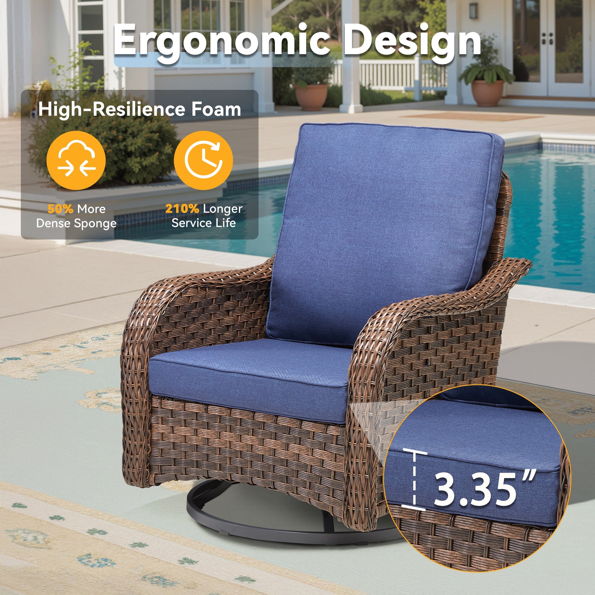 Marlowe Wicker 3 Piece Outdoor Furniture Set with Swivel Gliders