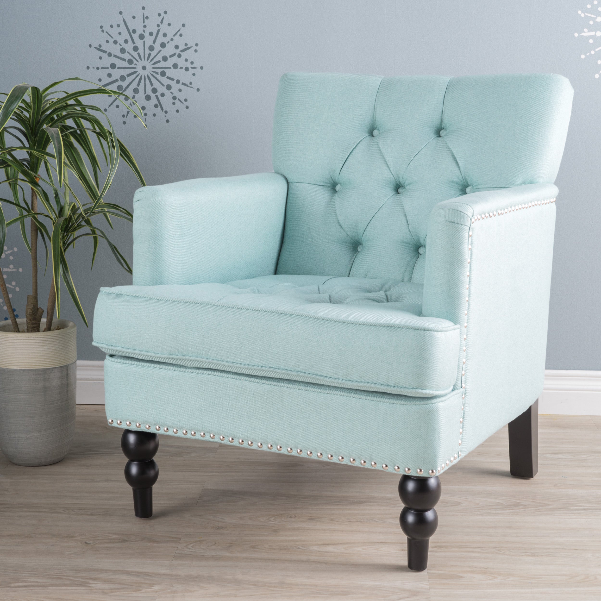 Harrison Tufted Club Chair with Button Tufting and Nailhead Trim