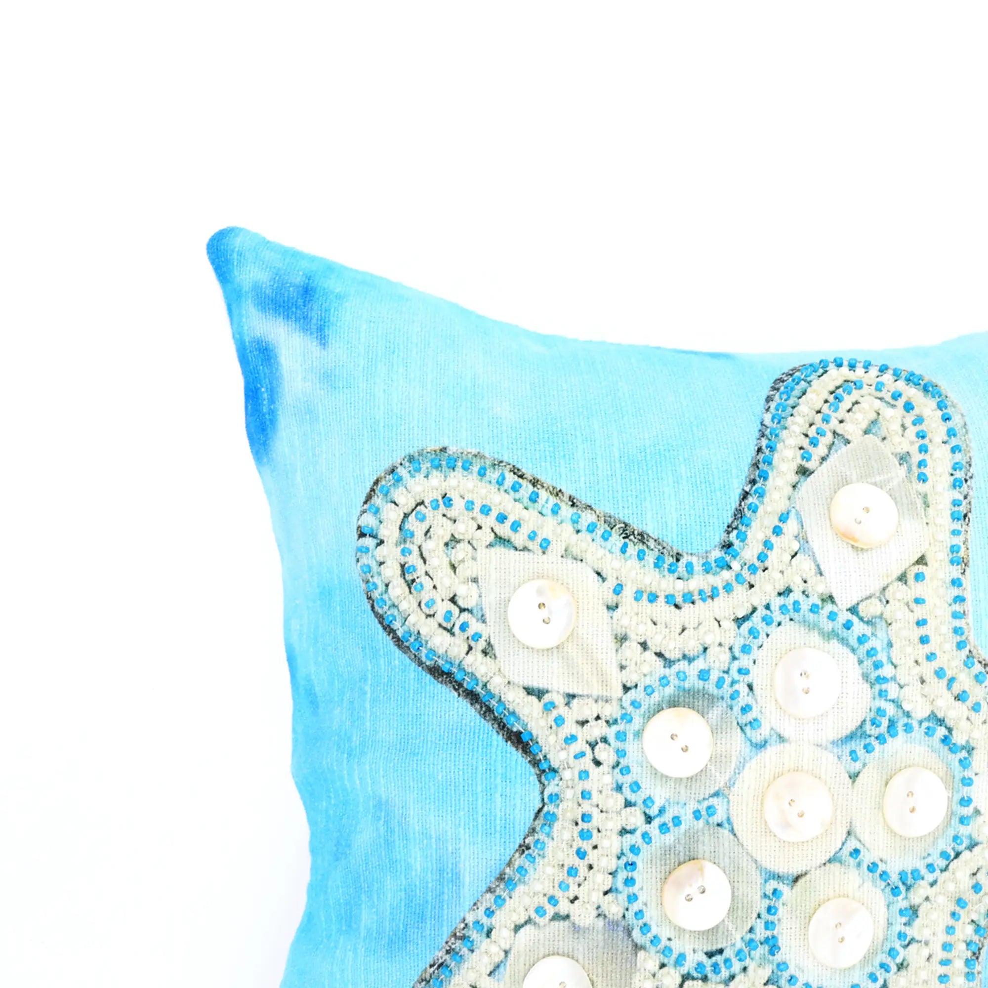 Print & Beadwork Starfish Pillow