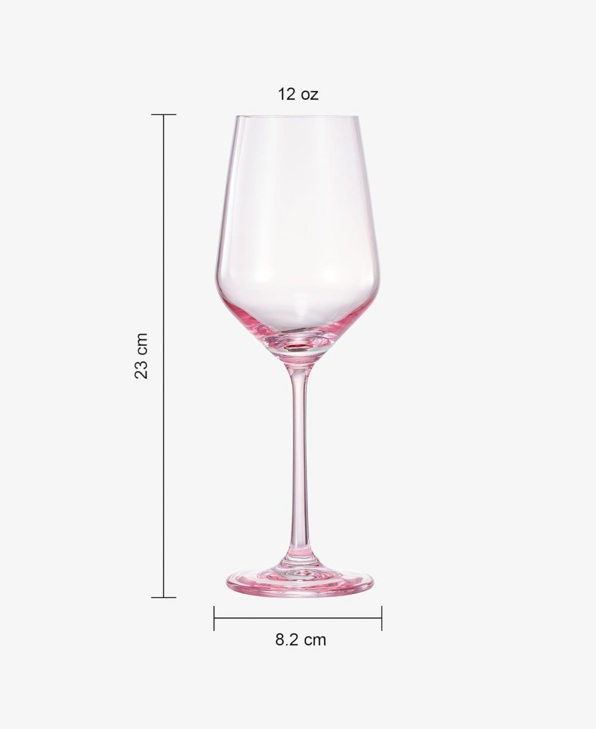 Poptail Pink Colored Crystal Wine Glasses Set of 2